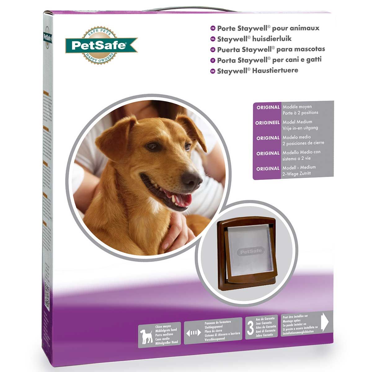 PetSafe Hundeklappe STAYWELL 755 braun, für Hunde bis 18 kg, Verpackung