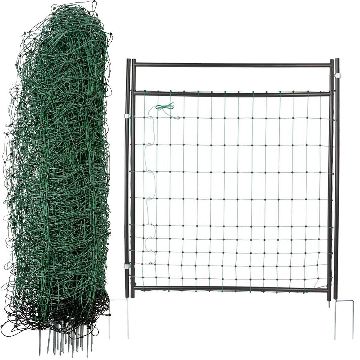 Kit clôture pour chien Agrarzone S800 SOLAIRE 12V, 1,2J, filet 50m x 106cm, avec porte, vert, contenu de la livraison