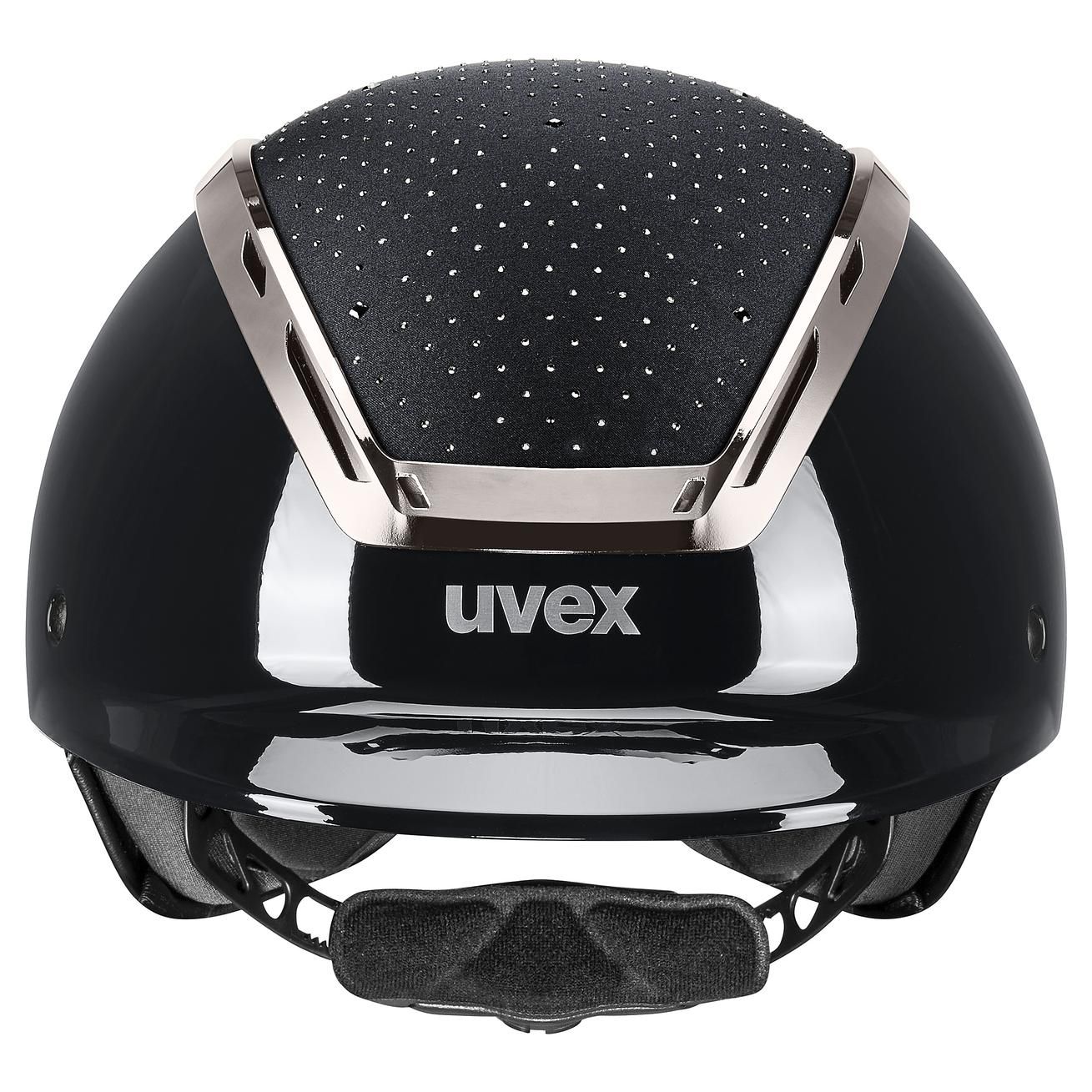 Casque d'équitation uvex exxeed glow, casque de dressage aux cristaux Swarovski, noir-noir S-M