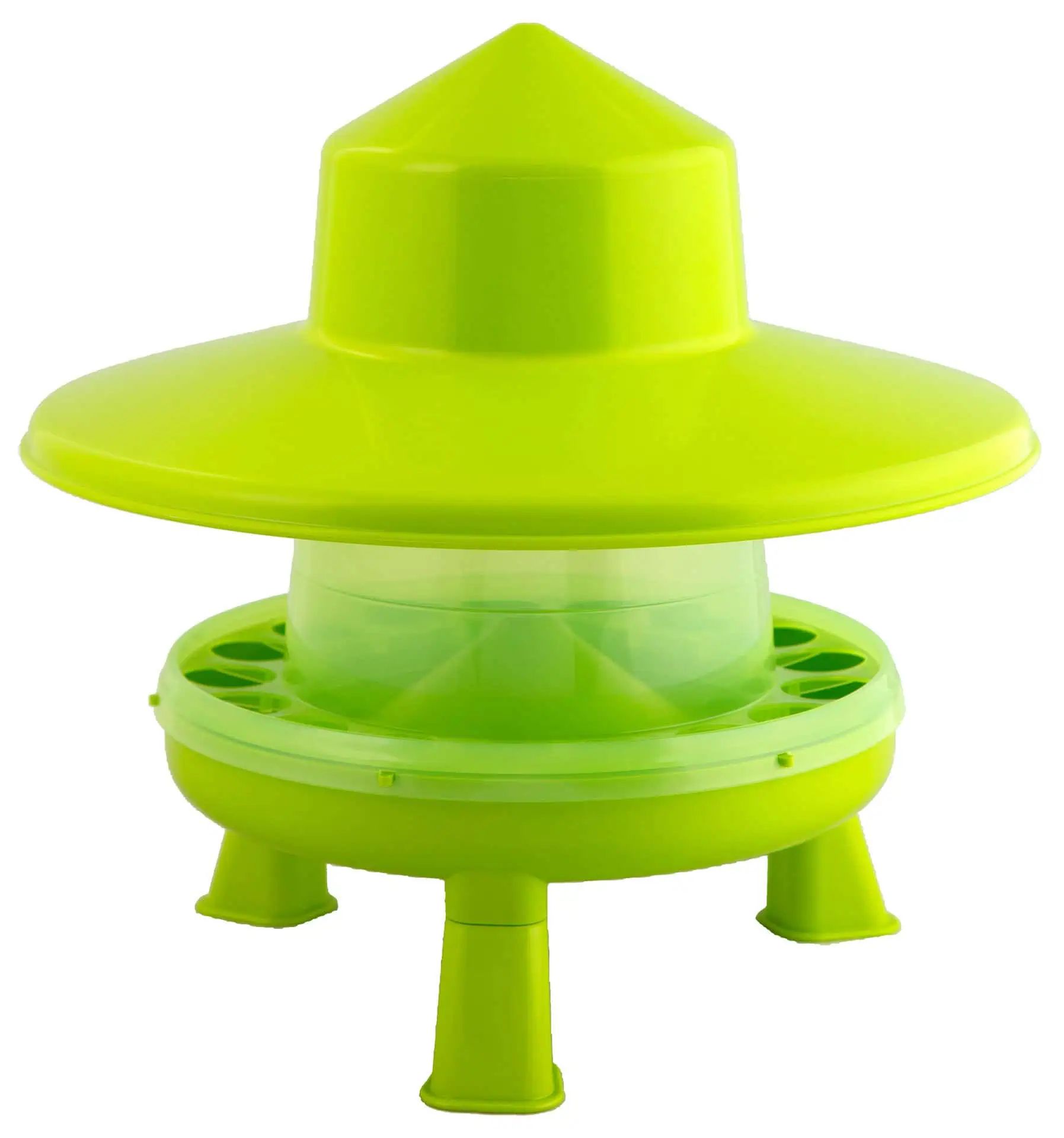 Agrarzone Plastic Poultry Feeder with legs & rainhat green, 4 kg