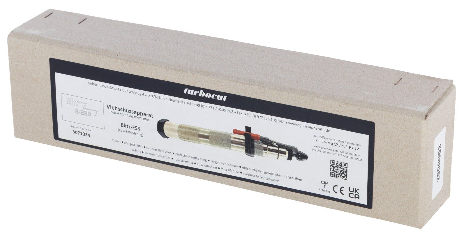 cattle stunning device, stun gun, gun barrel, metal connector, packaging box