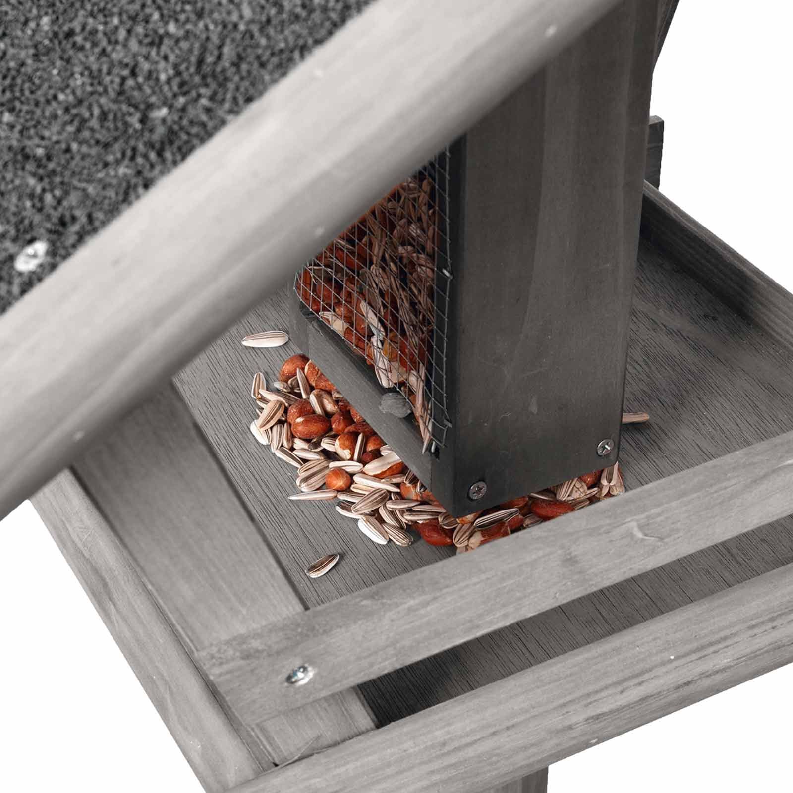 Vogelhaus RUNA mit Ständer grau, Detailansicht