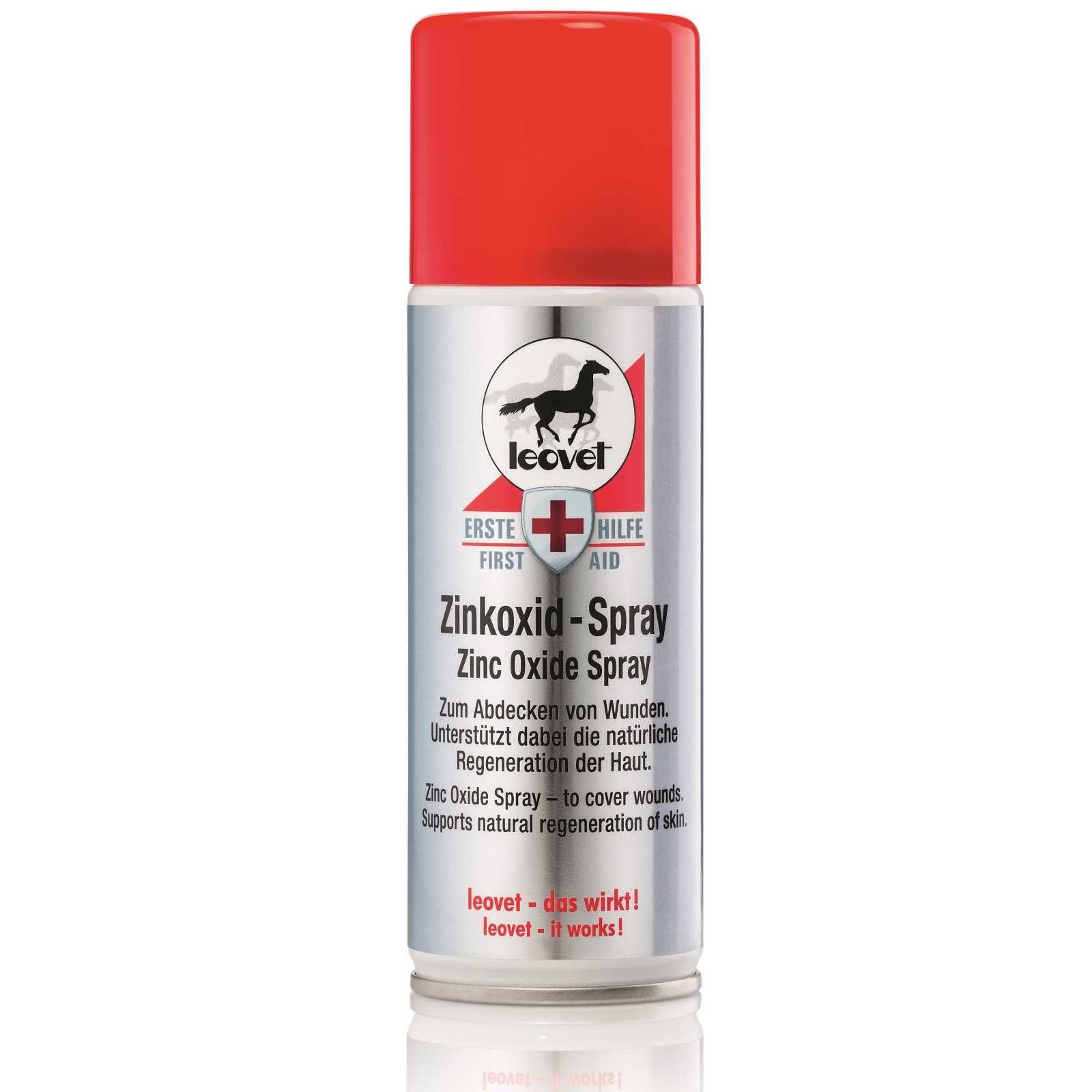 Leovet Zinkoxidspray för häst, 200 ml sårvård för huden och pälsen, förpackning