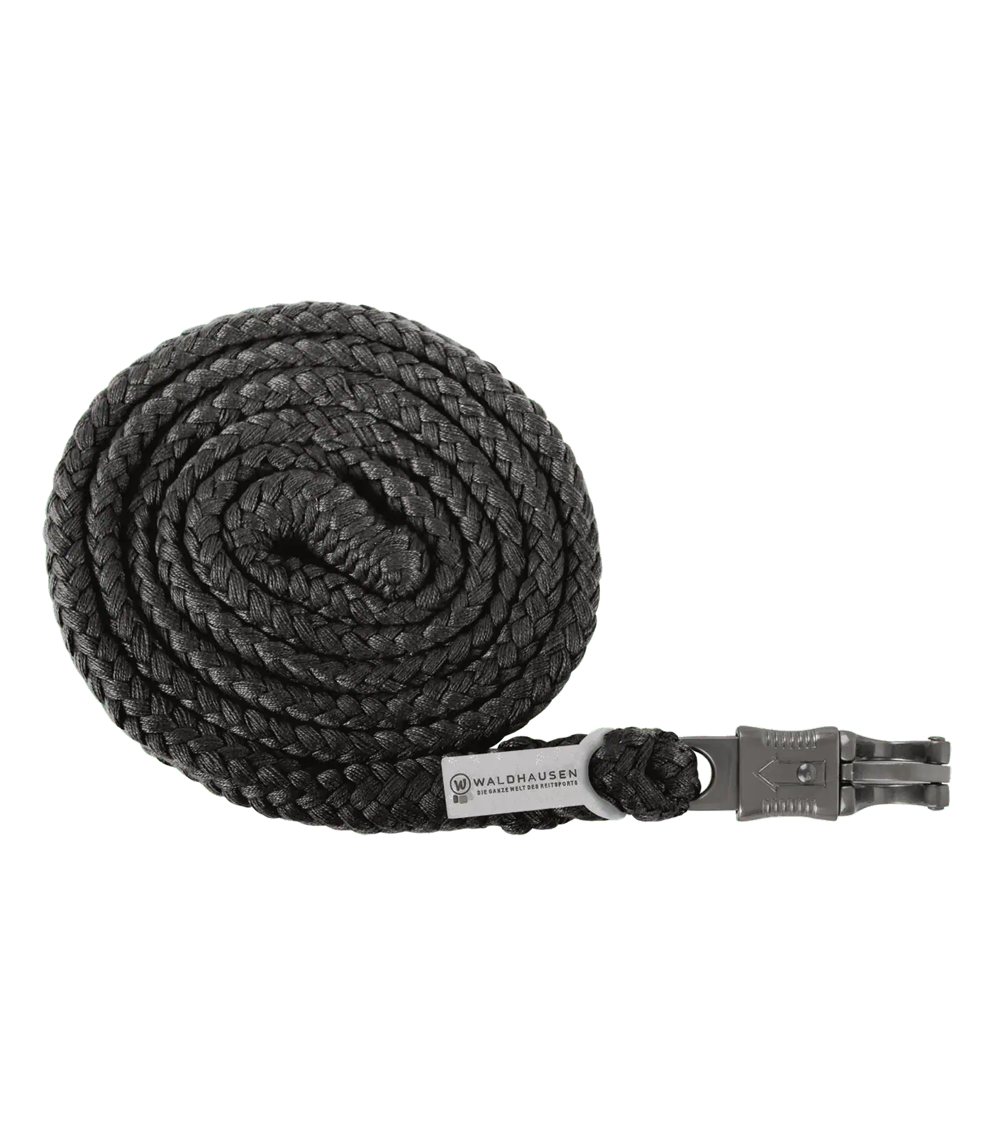 Longe d’attache Plus à mousqueton antipanique, bouclerie foncée.