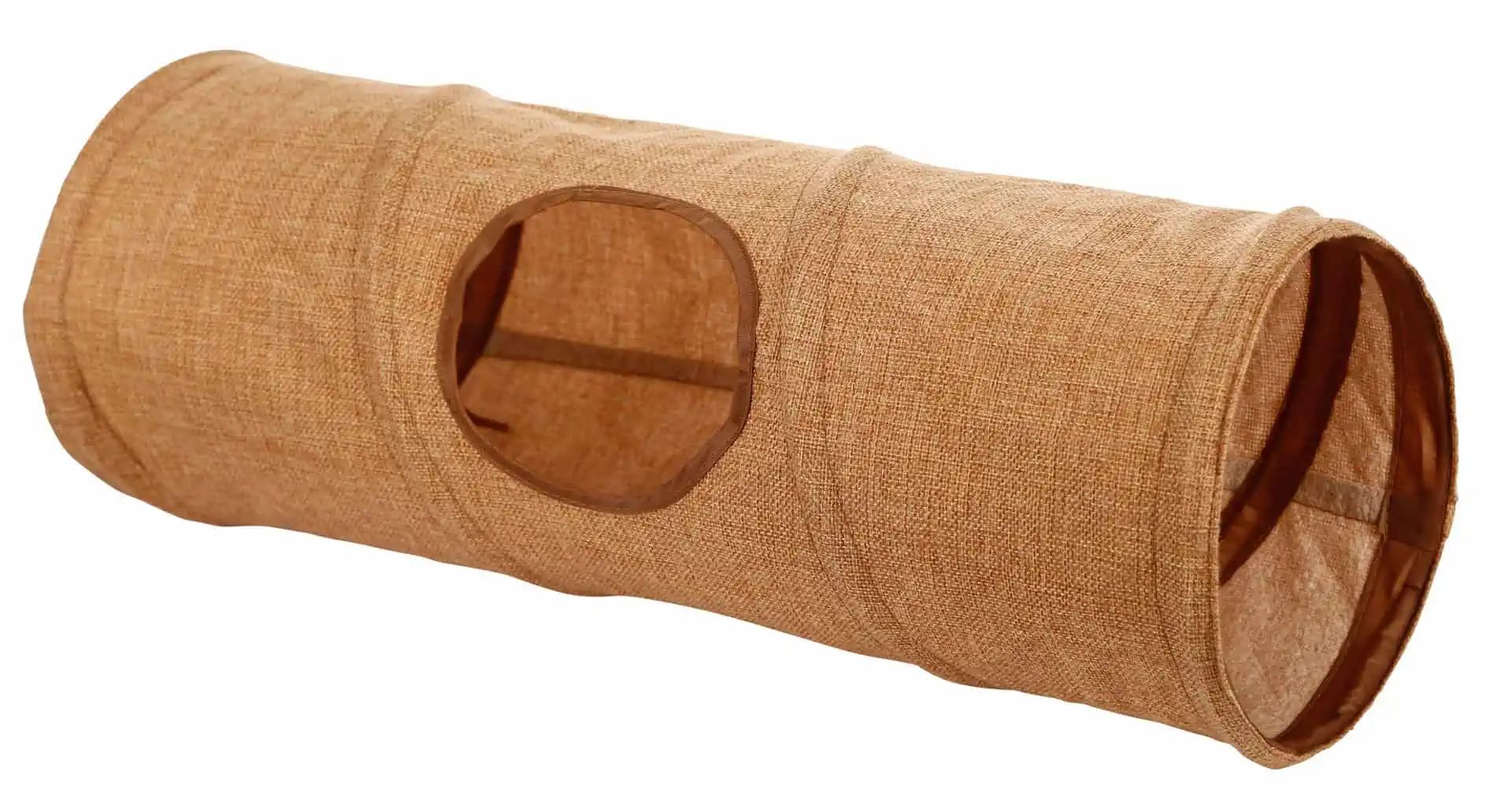 Nagertunnel aus Leinen 50 x 18 cm mit drei Eingängen, platzsparend