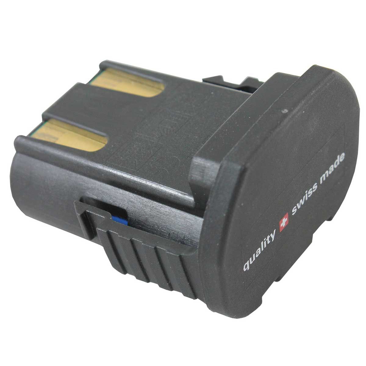Batteria nera con contatti, scritta quality swiss made
