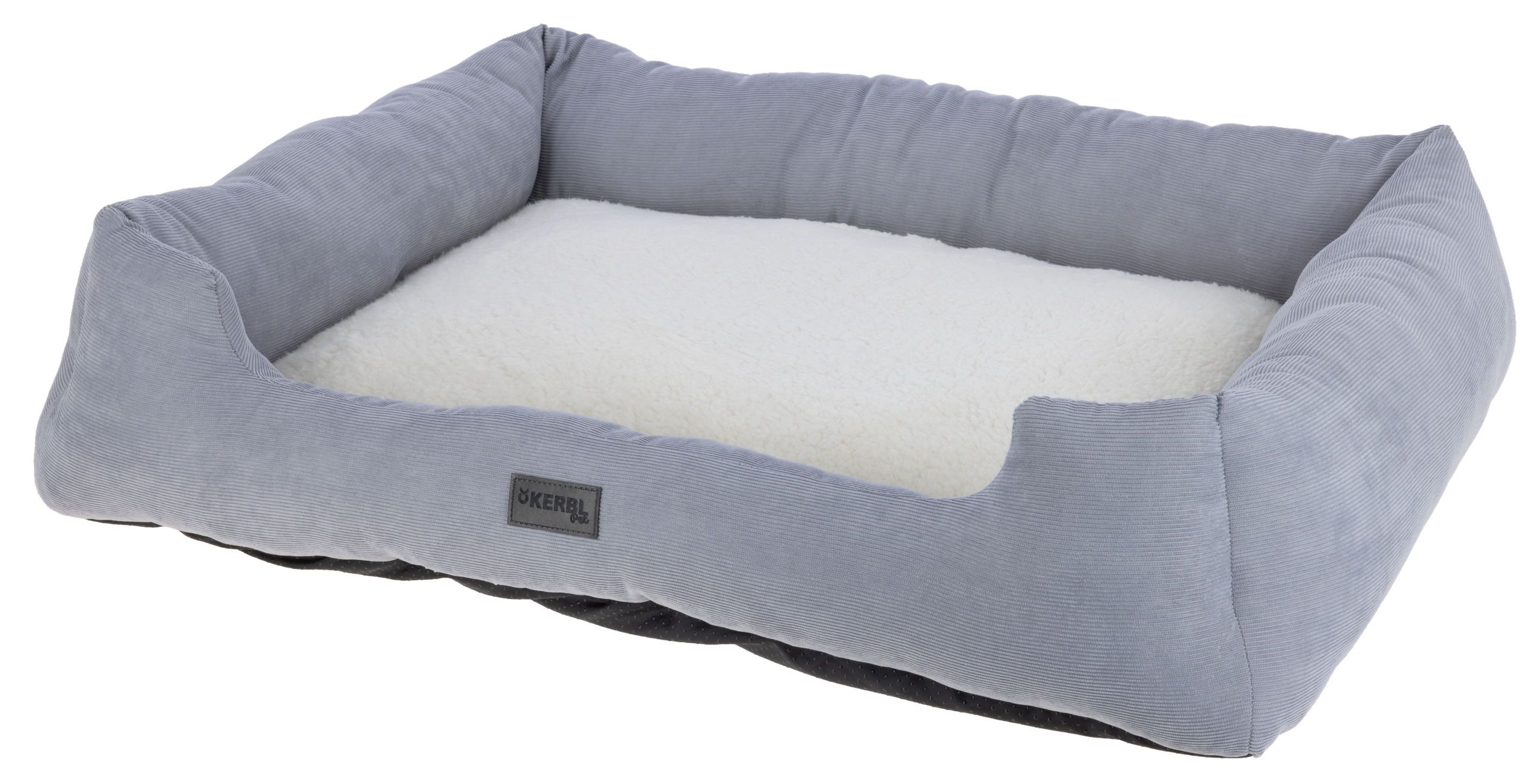 Kerbl Kuschelbett Zoe, Hundebett mit Rand, waschbar, grau-weiß
