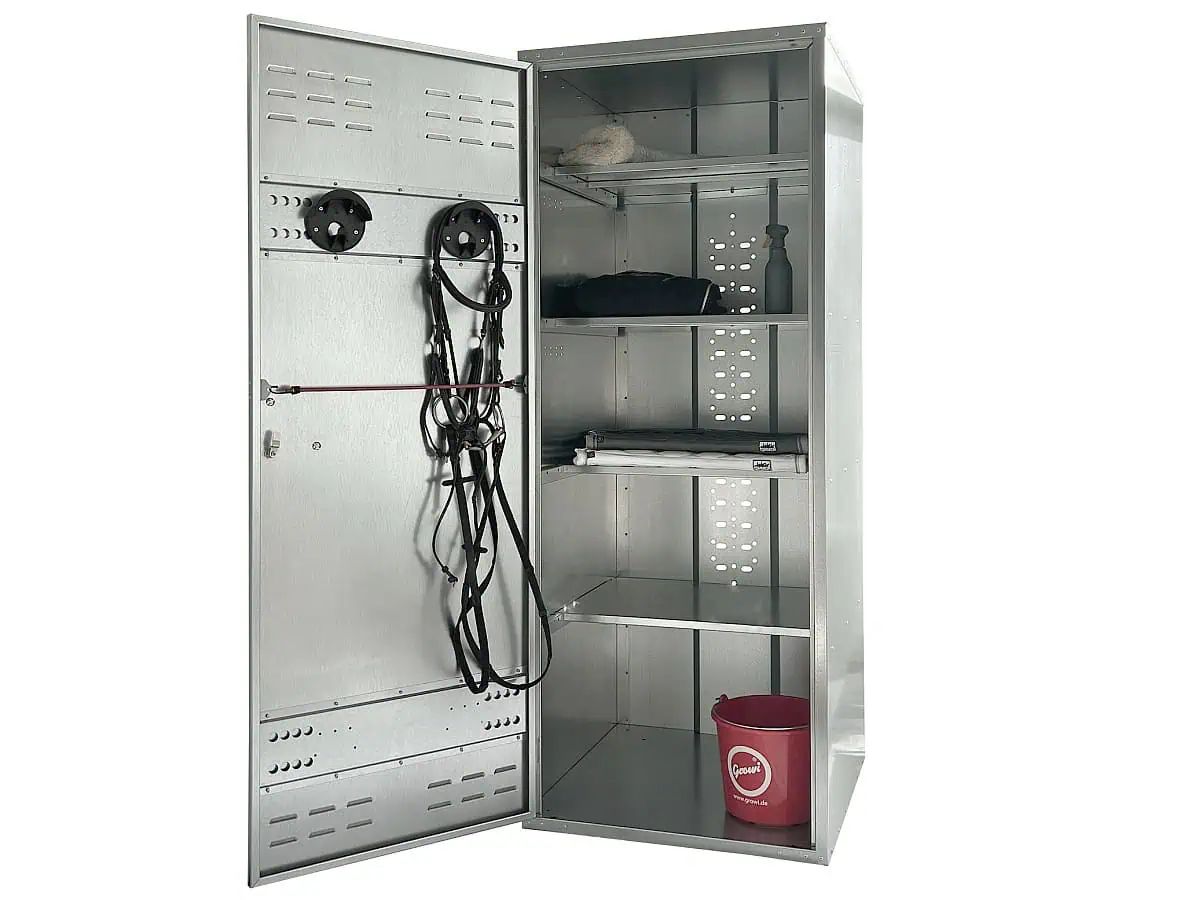 Growi Universalschrank für Reitausrüstung, Sattelkammer-Aufbewahrung, Vorhängeschloss, 190 x 75 x 75 cm