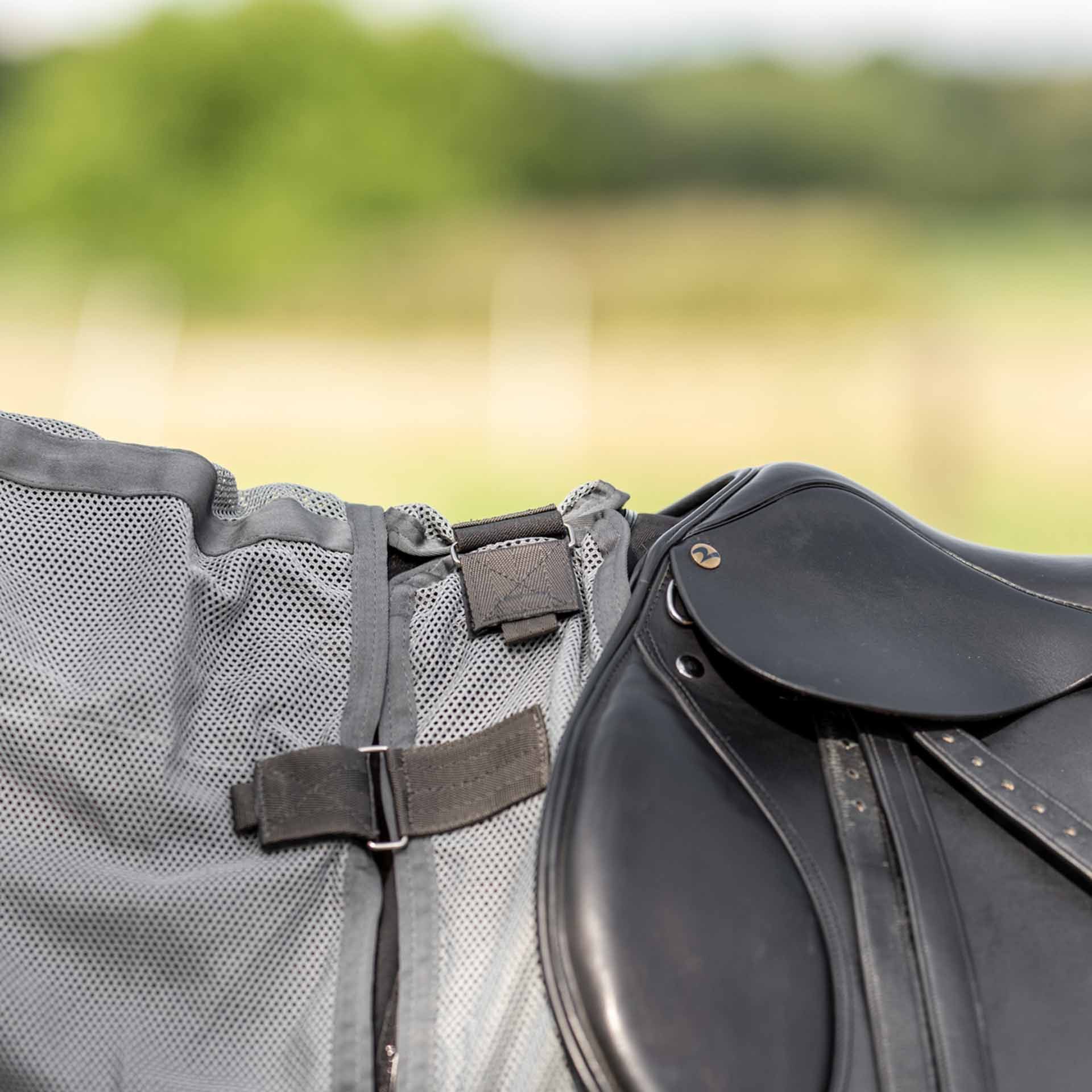 BUSSE Flugfilt FLEXI FLY III för uteridning, med avtagbar halsdel, detaljbild, förslutning