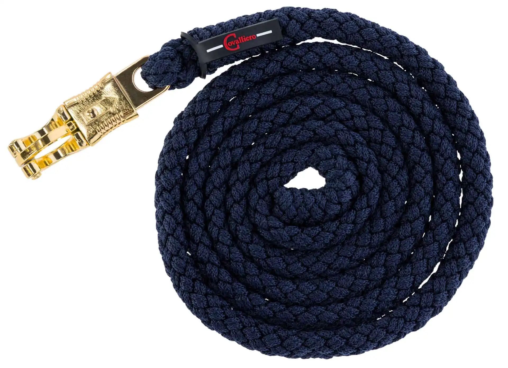 Longe de meneur Covalliero TopLine, bleu marine, fermoir de sécurité