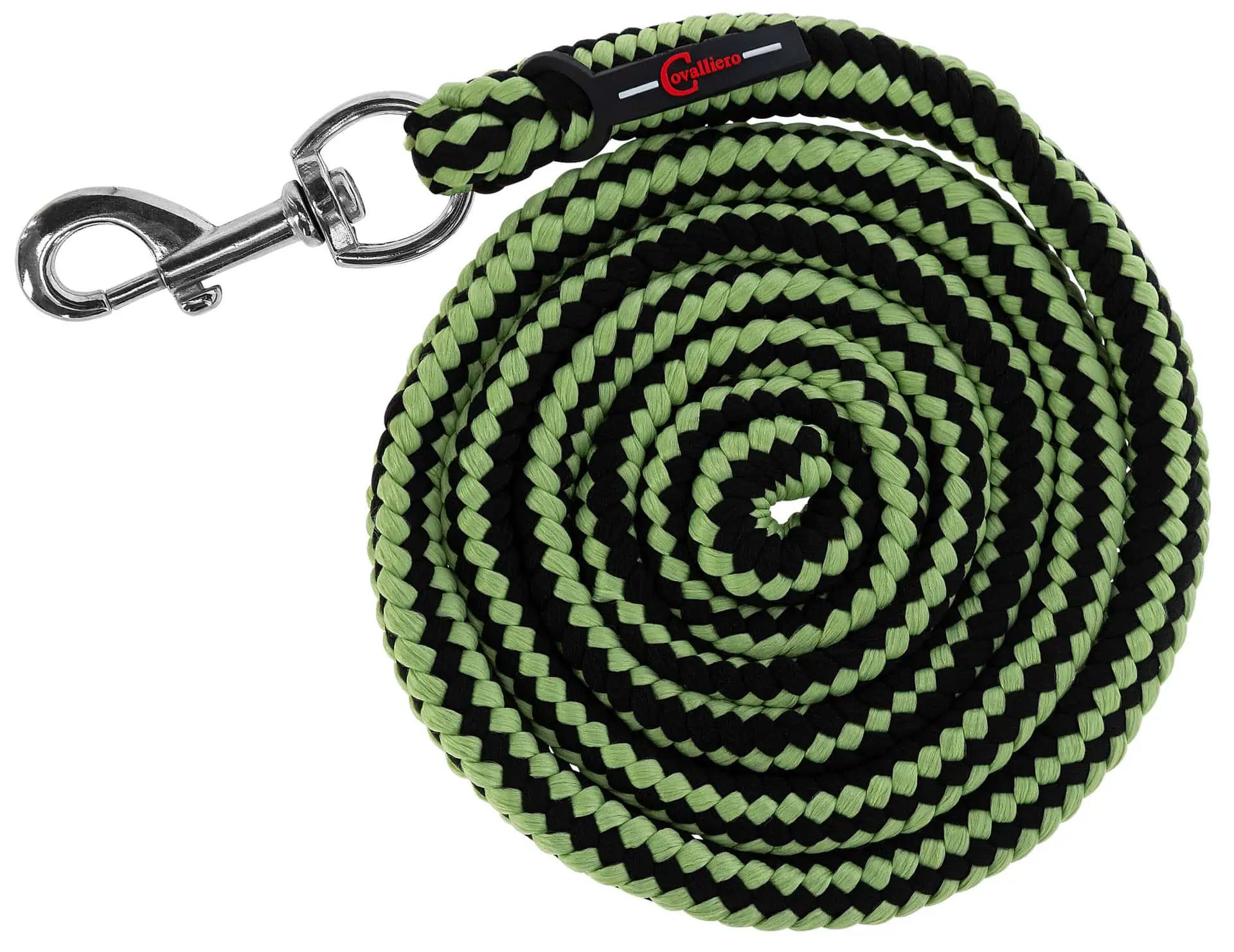 Longe de meneur Covalliero Hippo pour chevaux, PE tressé, anthracite/citron