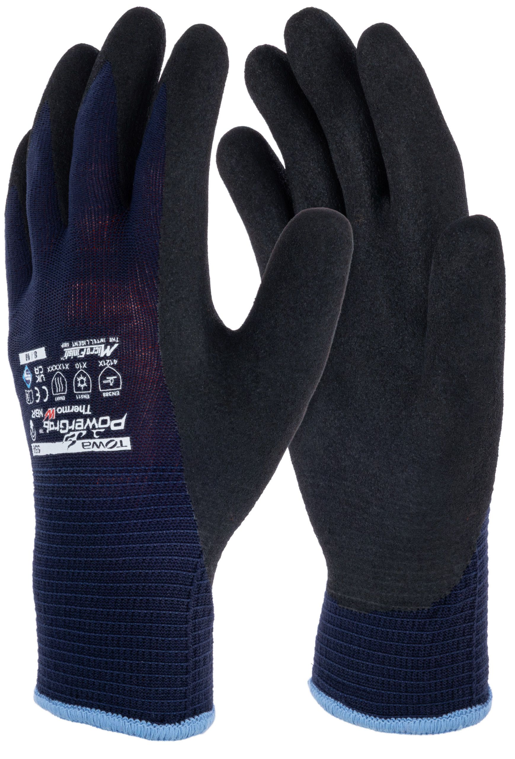 Handschuhe, Arbeitshandschuhe, Synthetisch, dunkelblau, isoliert