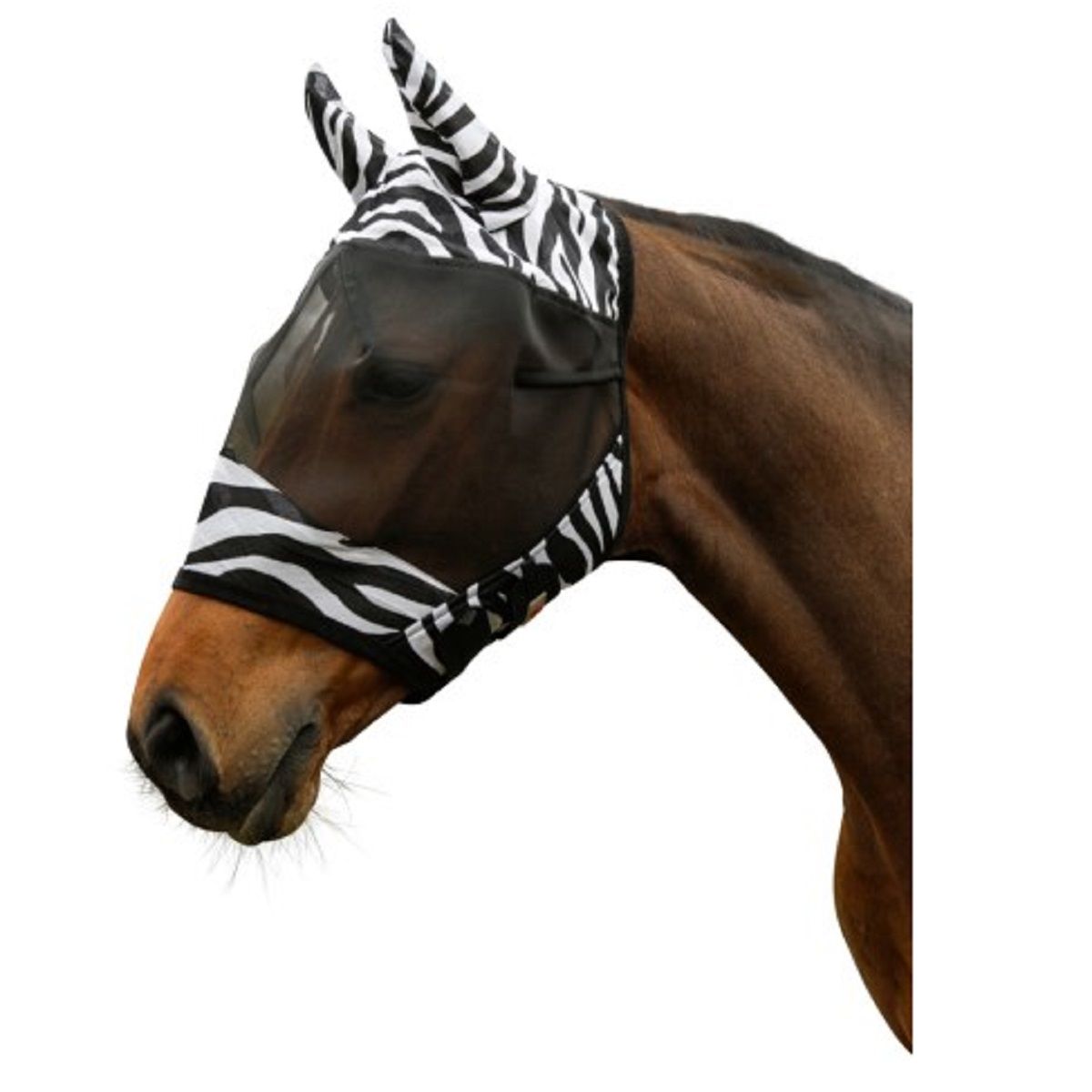 Covalliero Zebra légyvédő maszk lovaknak, fülvédővel, Cob