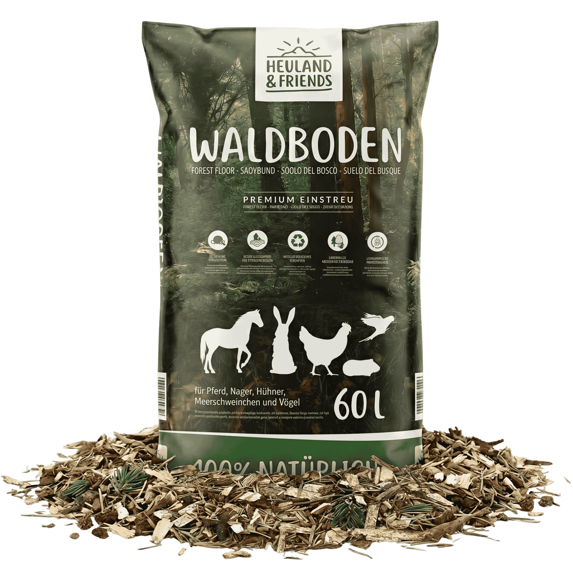 waldboden, holzmulch, bepflanzung, 60L, natürlicher mulch