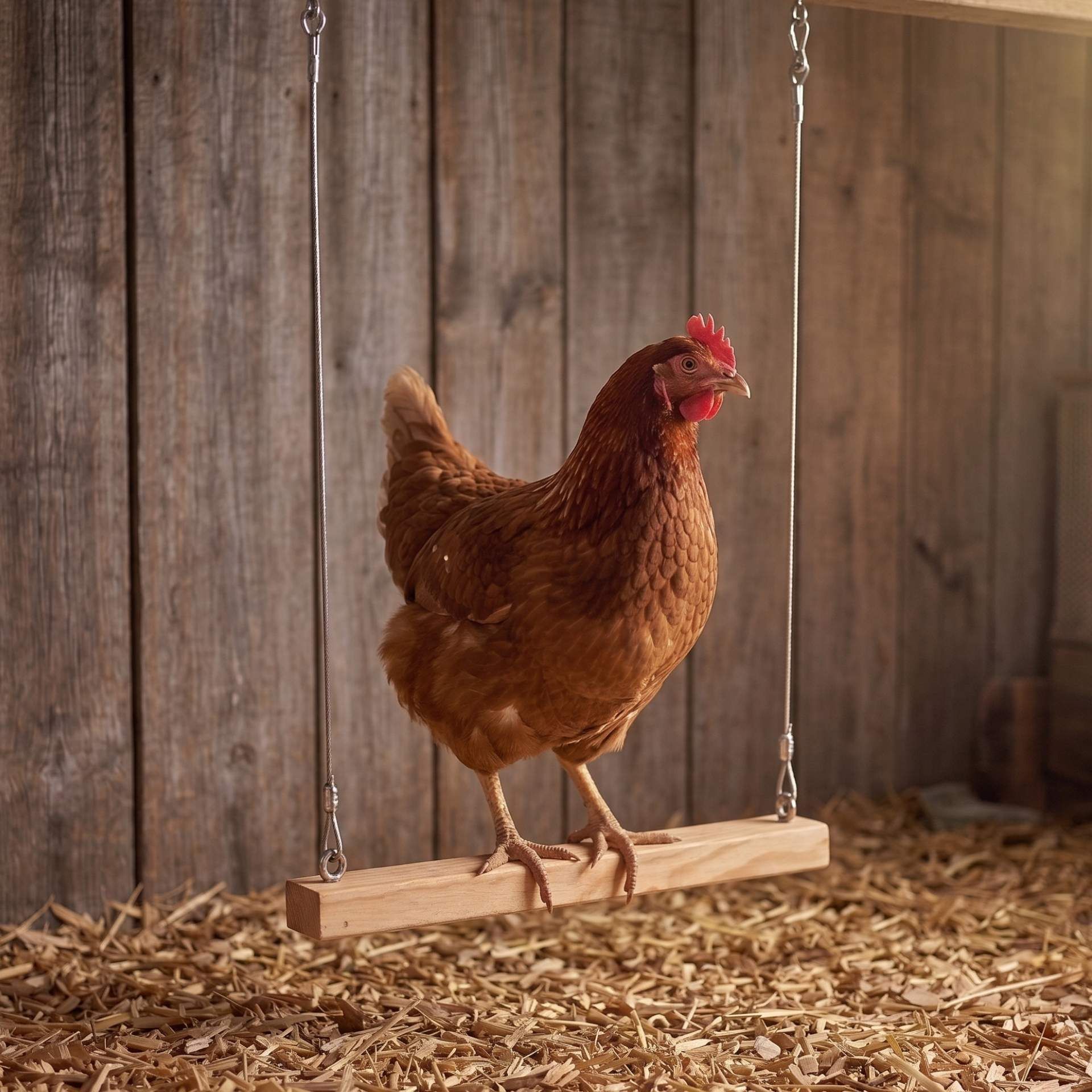 chicken, hen, rooster, perch, coop