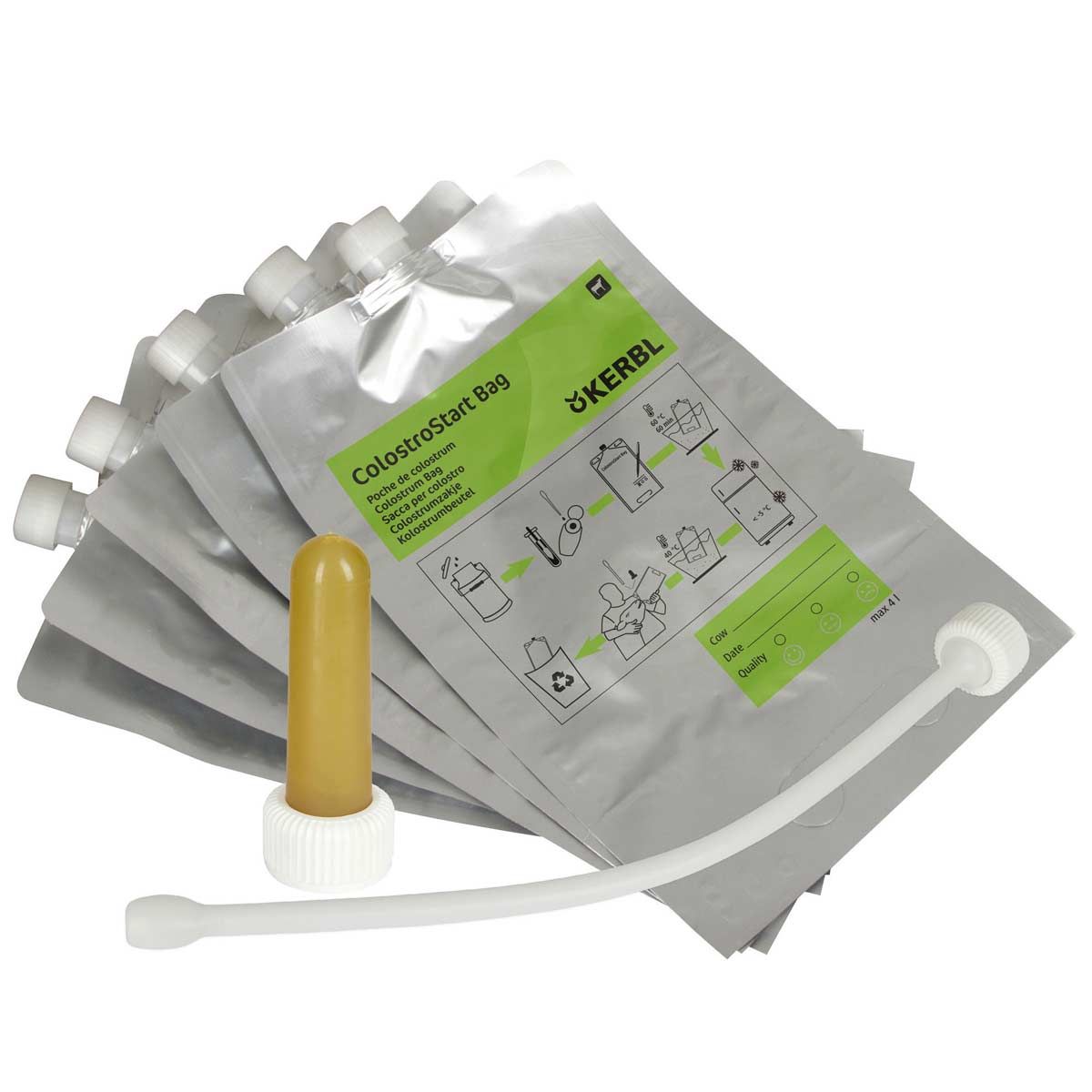 Kerbl ColostroStart – Système de gestion du colostrum, lot de 50