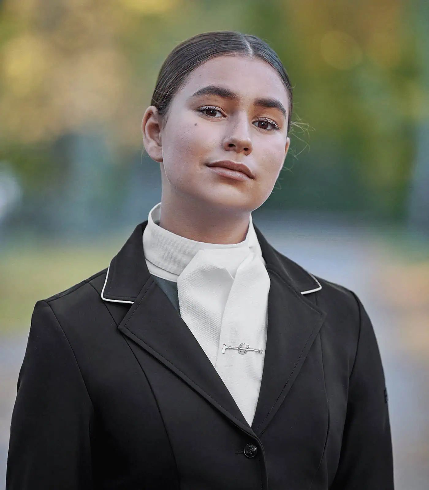 ELT Plastron Turnier weiß, Waffelpiqué mit Klettverschluss, Damen