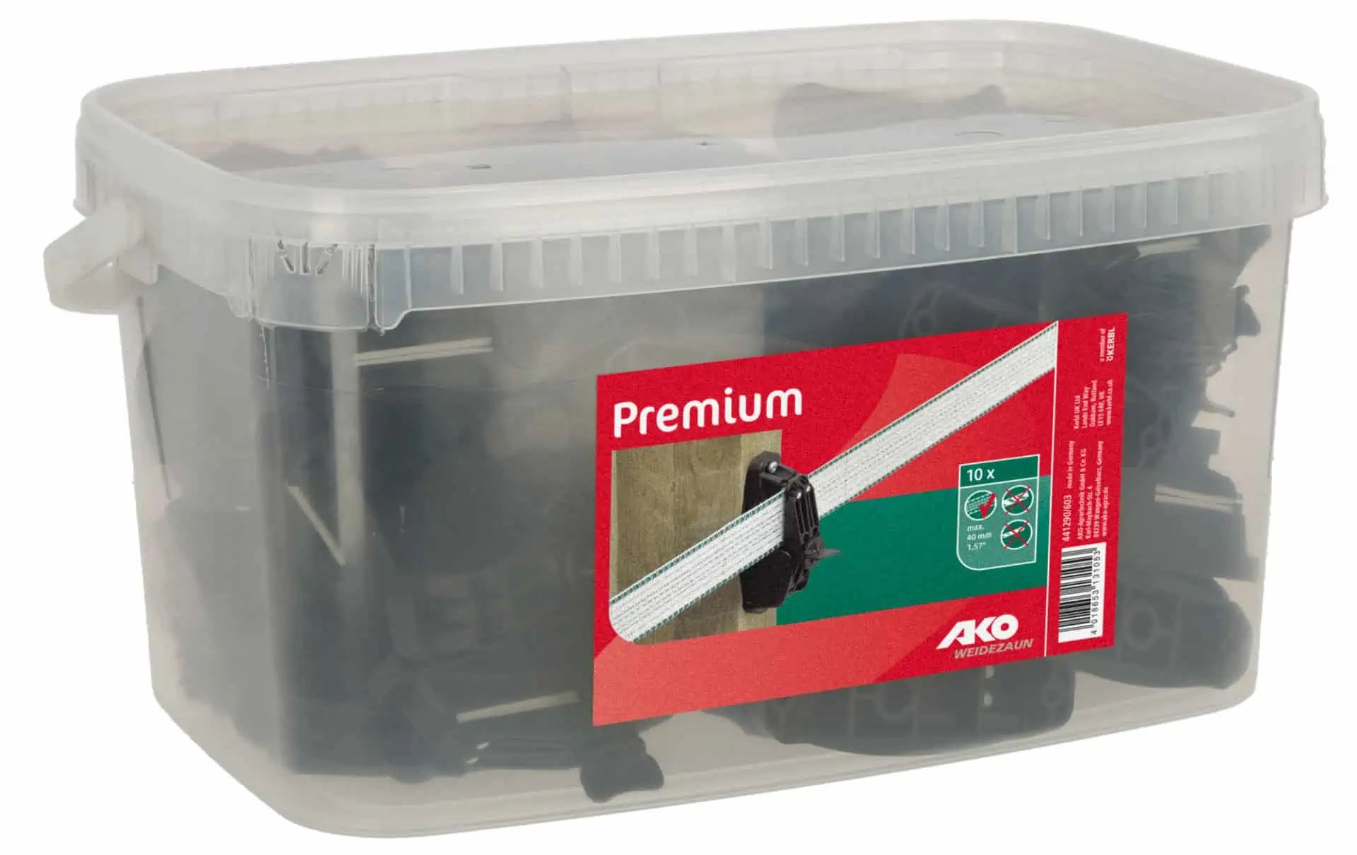 AKO Premium klämisolator 60 st hink, för band upp till 40 mm