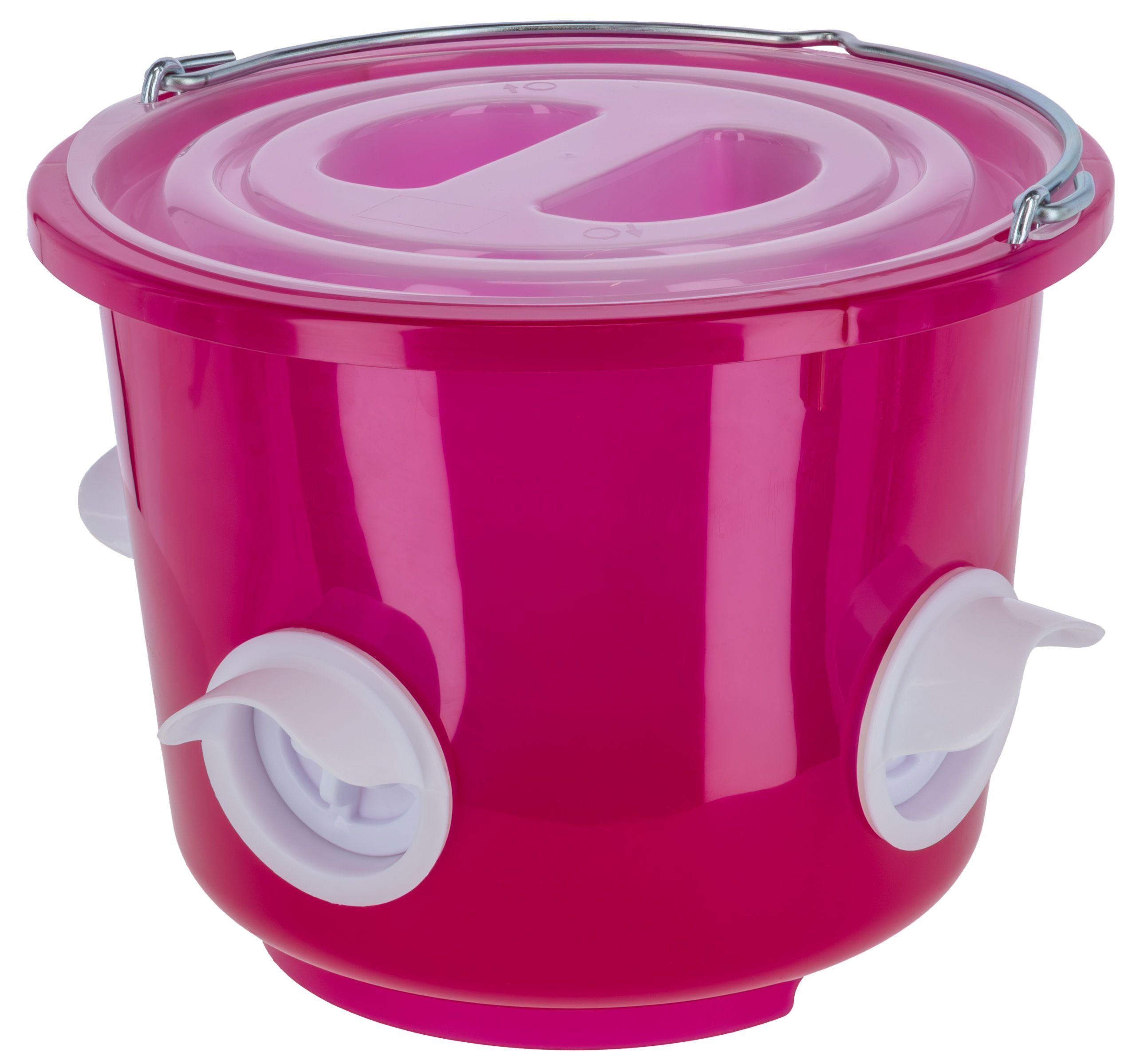 bucket, pink, container, lid, handles