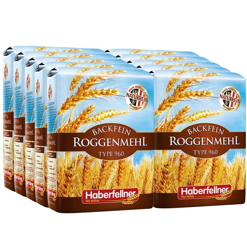 10x 1 kg Haberfellner Farine de seigle Type 997 / 960, emballage
