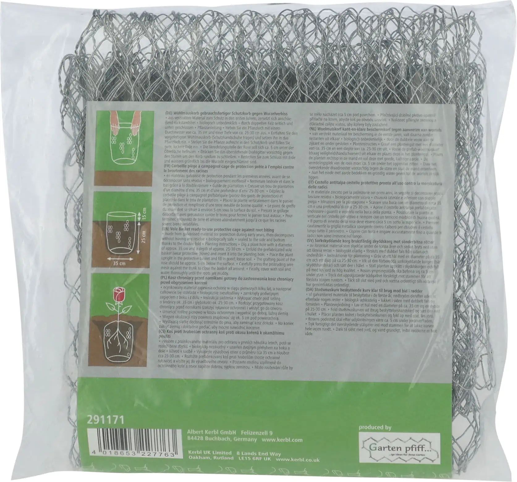 Kerbl Wühlmauskorb verzinkt, Schutzkorb gegen Wurzelverbiss, Verpackung
