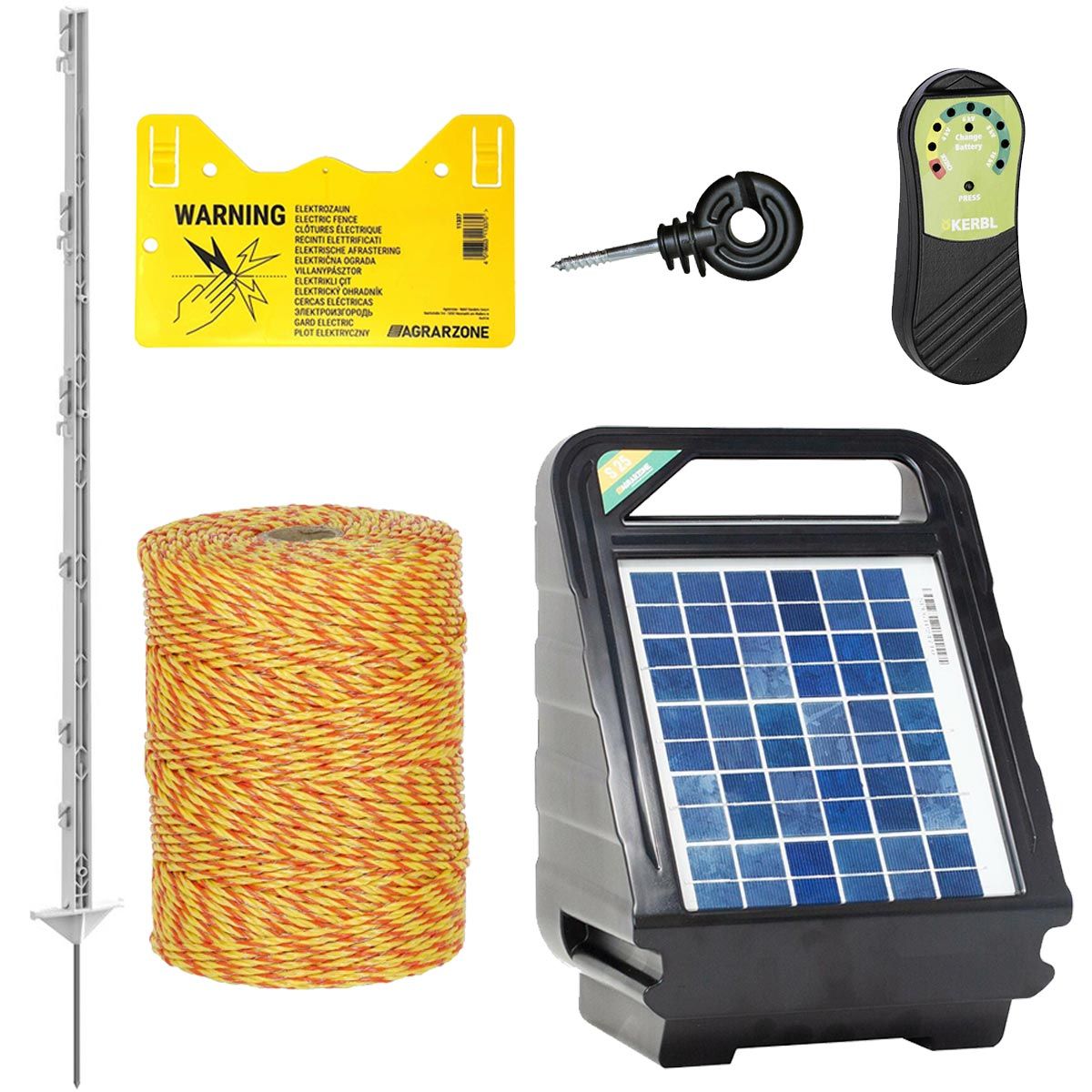 Kutya kerítés komplett szett 12V Solar, vezeték 500 m, a csomag tartalma