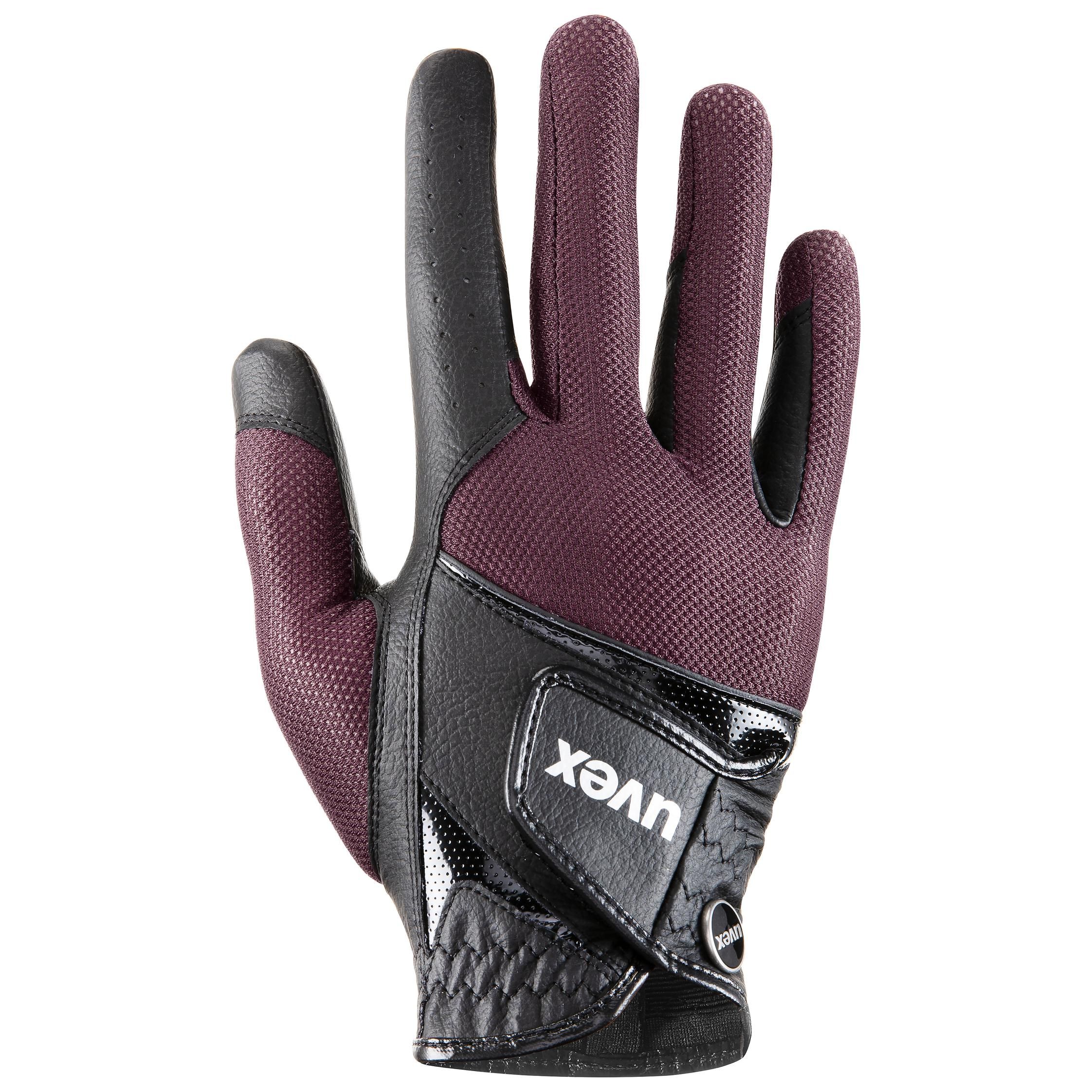 Gants d'équitation uvex sumair – respirants et antidérapants, noir-bordeaux 8,5
