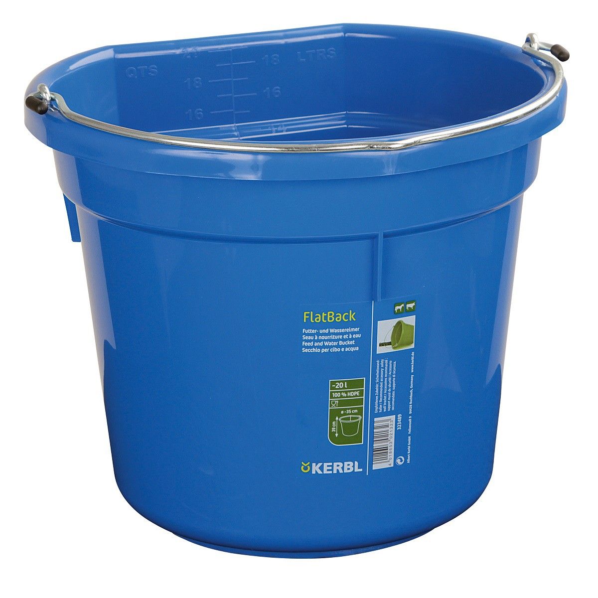 Kerbl Foder- och vattenhink FlatBack, ca. 20L, robust plast