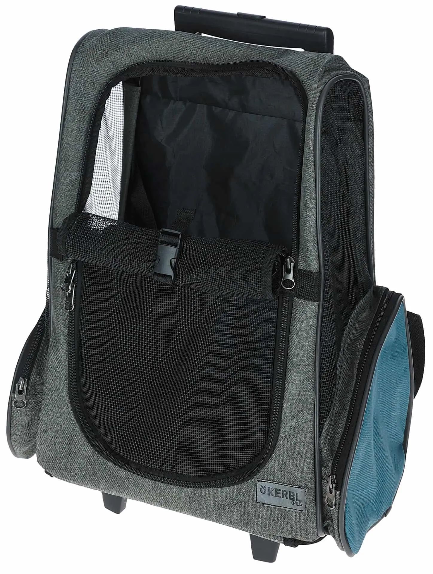 Kerbl Dog Trolley Vacation, grey/blue, 41 x 26 x 55/103 cm, front view