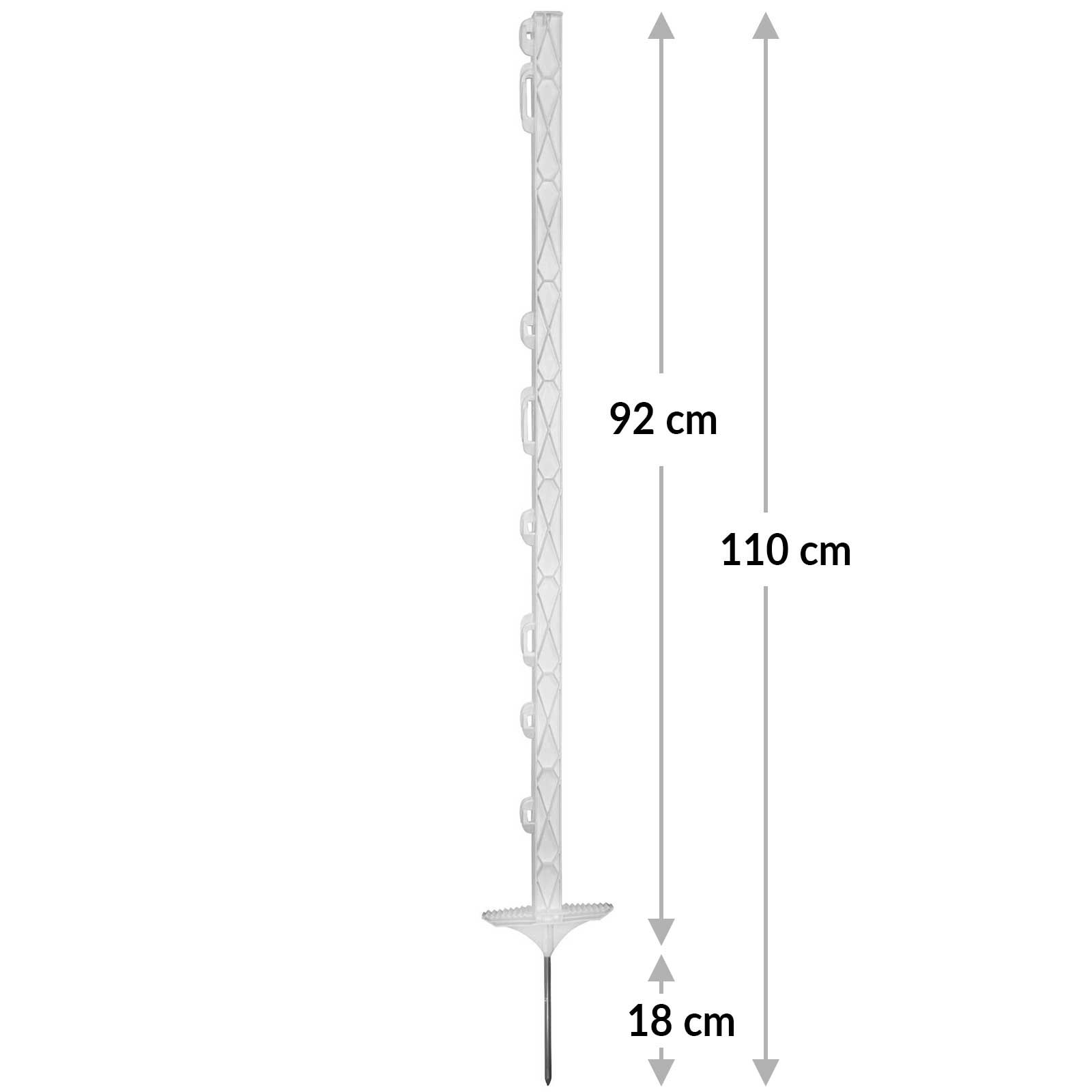 Agrarzone Plastic Post 110 cm, Doublestep, white, 20 pcs., dimensioned drawing