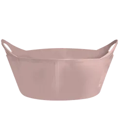 Flache ovale Kunststoffschale in rosa mit zwei seitlichen Griffen
