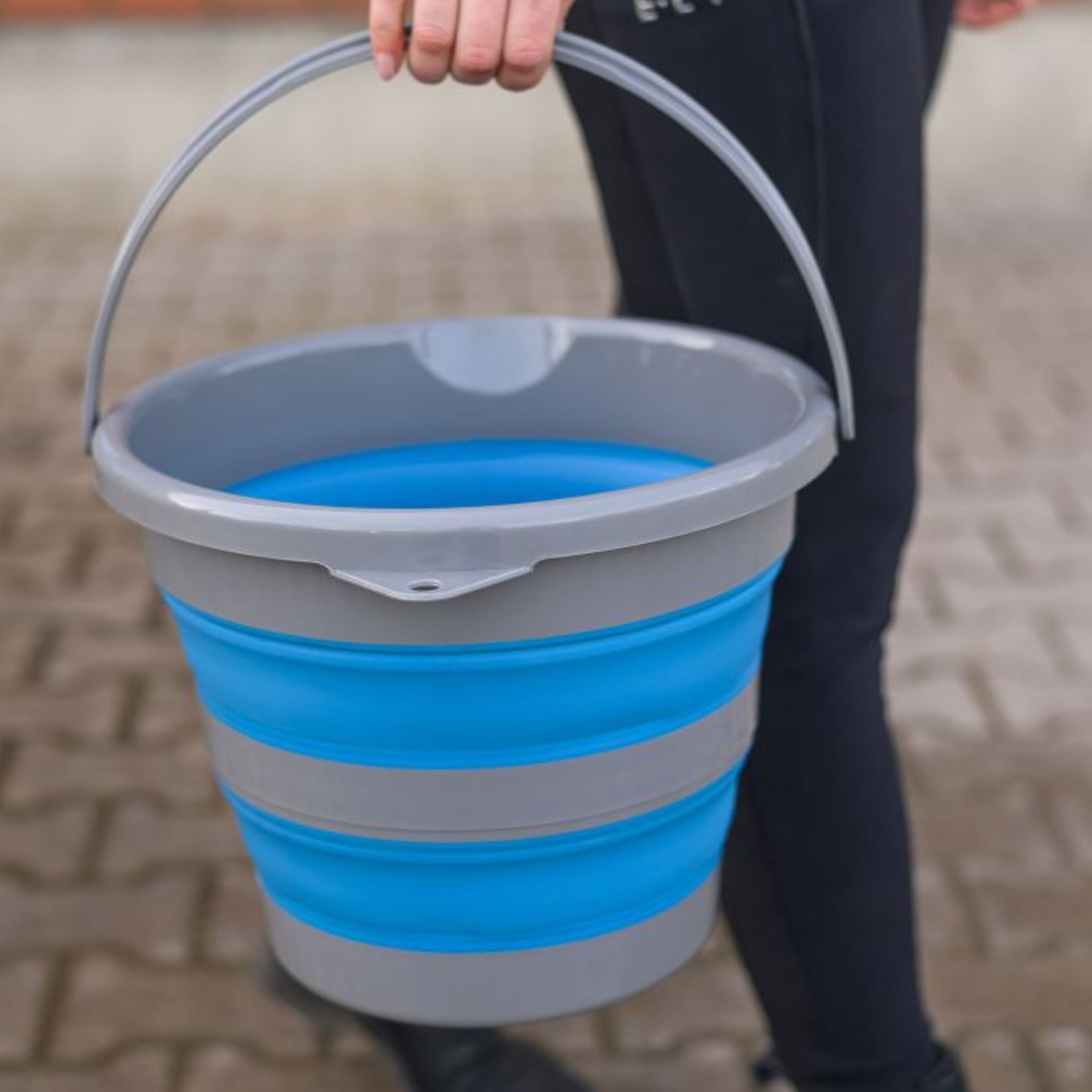 bucket, pail, folding, handle, blue-gray