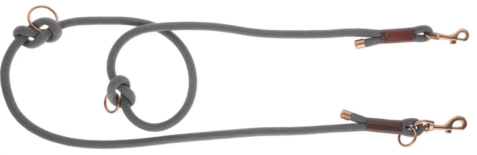 Kerbl Laisse pour chien Monte Carlo, réglable 3 positions, gris/brun, 2 m, détail