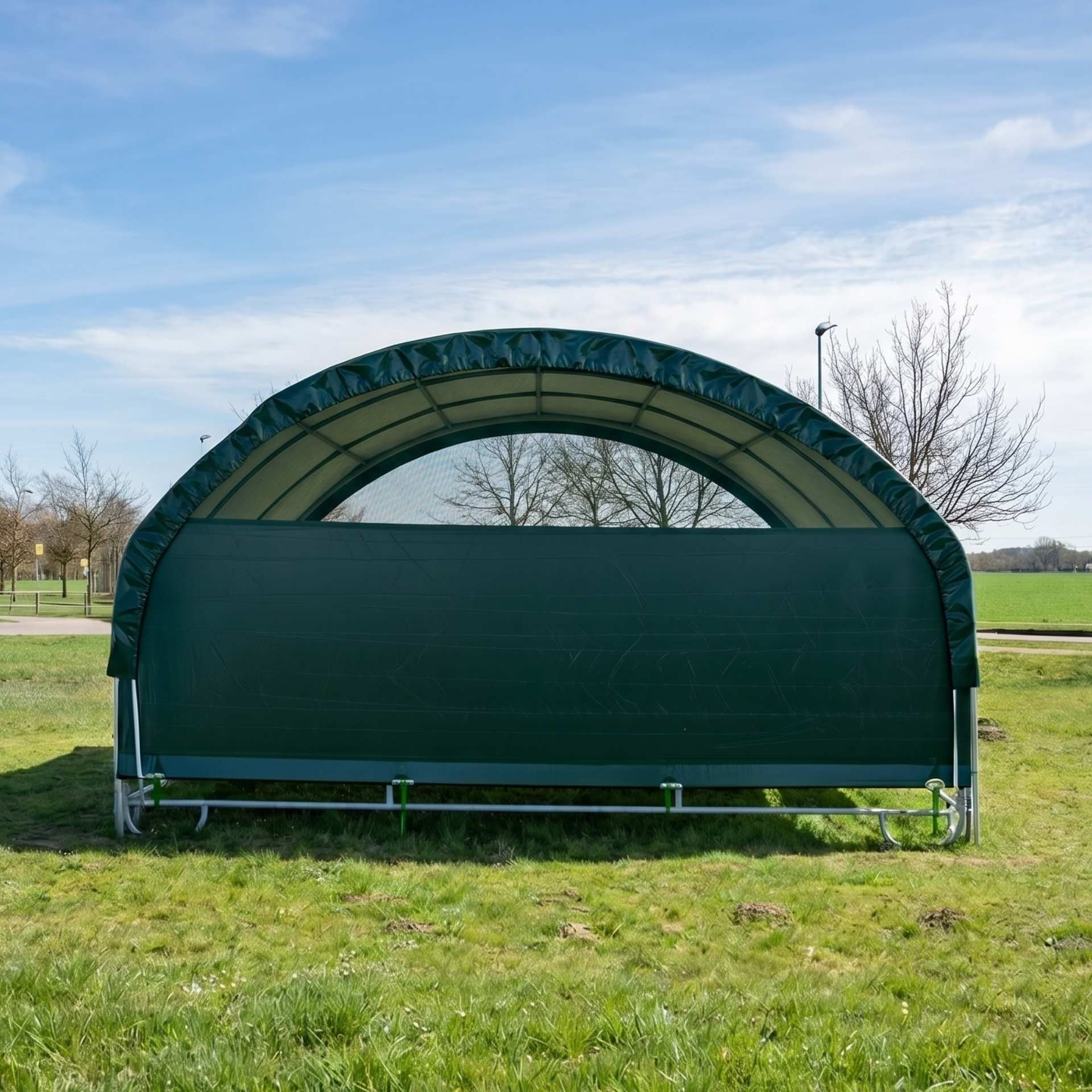 Gazebo, Bogen-Schutz, grüne Überdachung, Stahlrahmen, Außenabdeckung
