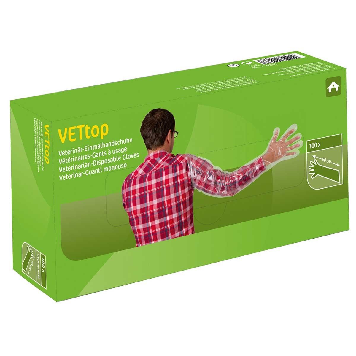 Kerbl Guanto veterinario monouso VETtop 90 cm trasparente, confezione