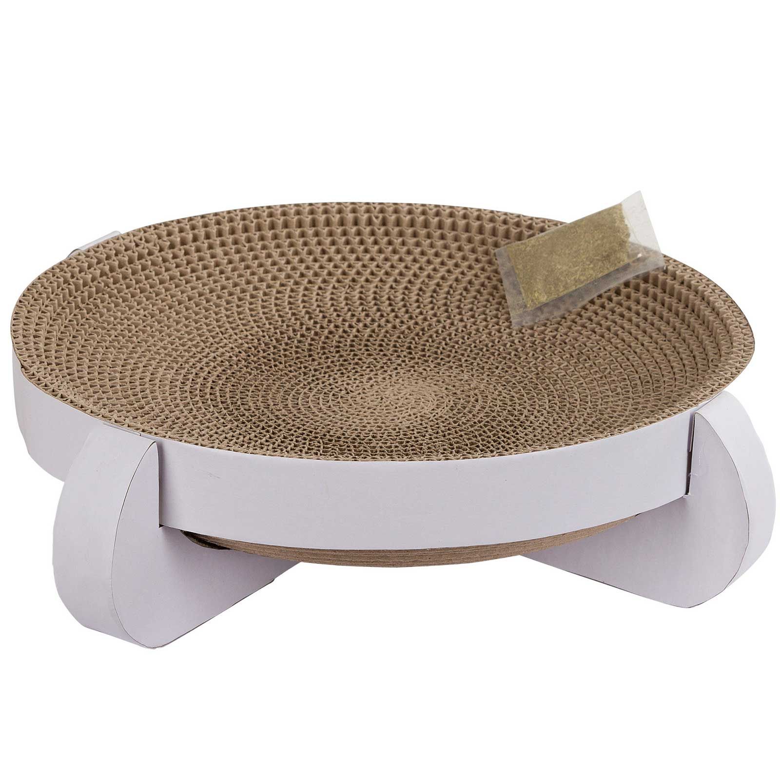 Kerbl Scratching Bed Platinum with Catnip, Cardboard, 35x35x10cm, White