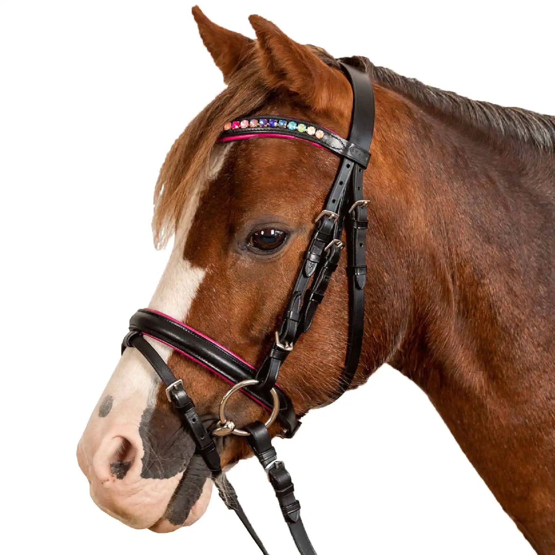 STAR Trensenzaum Pinky, Reithalfter für Pony & Shetty, Glitzersteine, Shetty