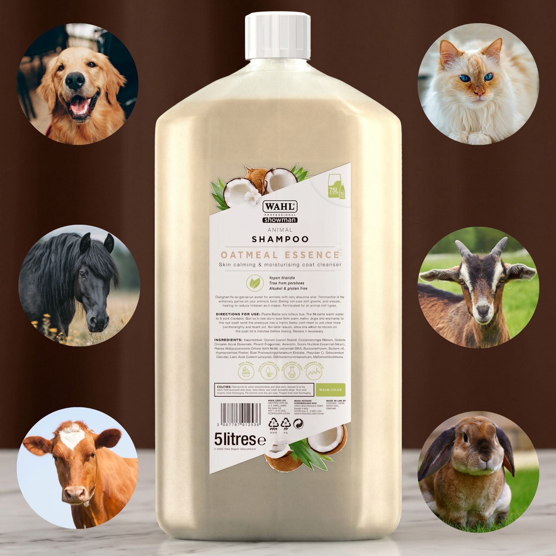 shampoo, animal care, oatmeal, coast cleanser, 5 litres