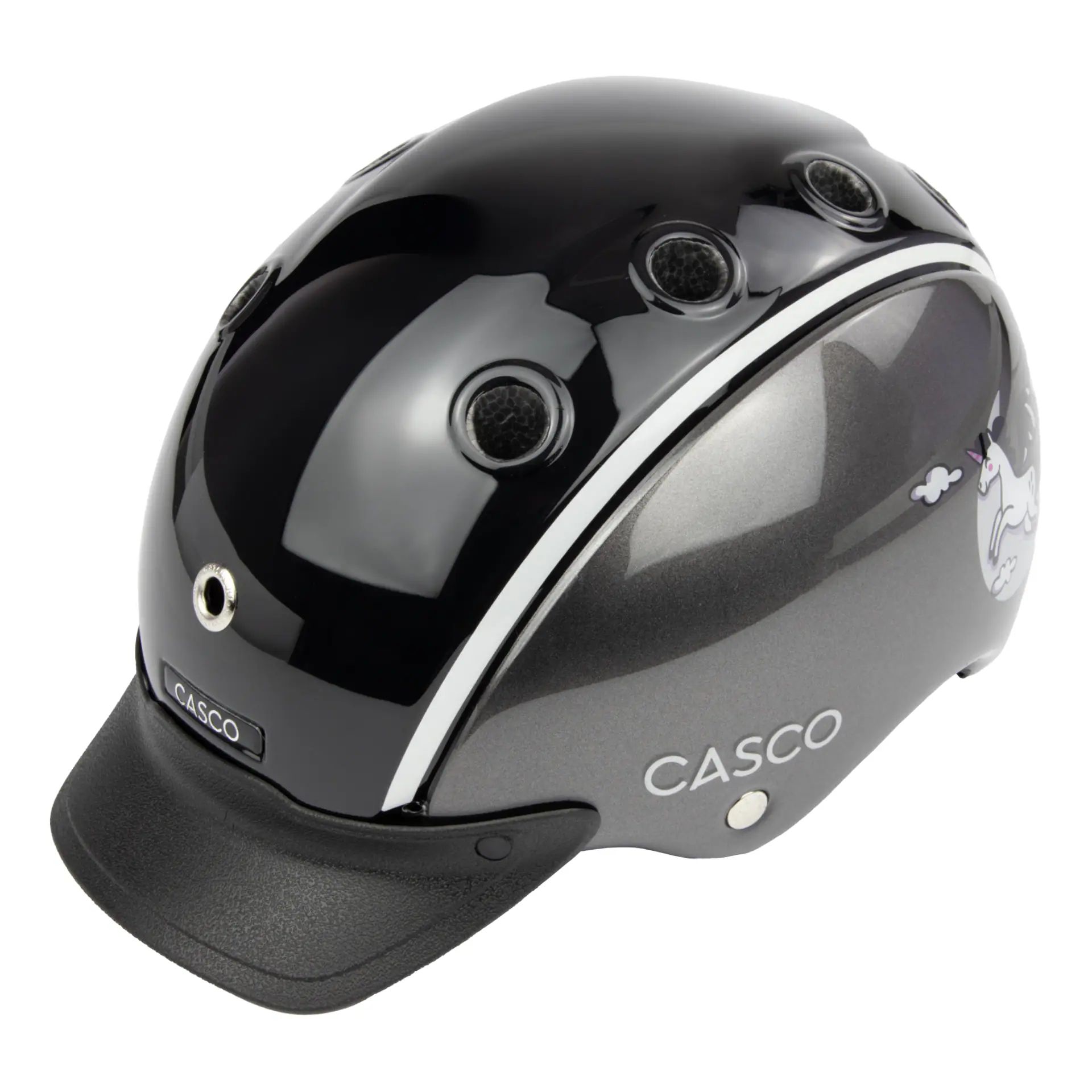 Casque d'équitation Casco Nori Iconic, casque enfant avec protection nuque, Moonbeam Anthracite XS