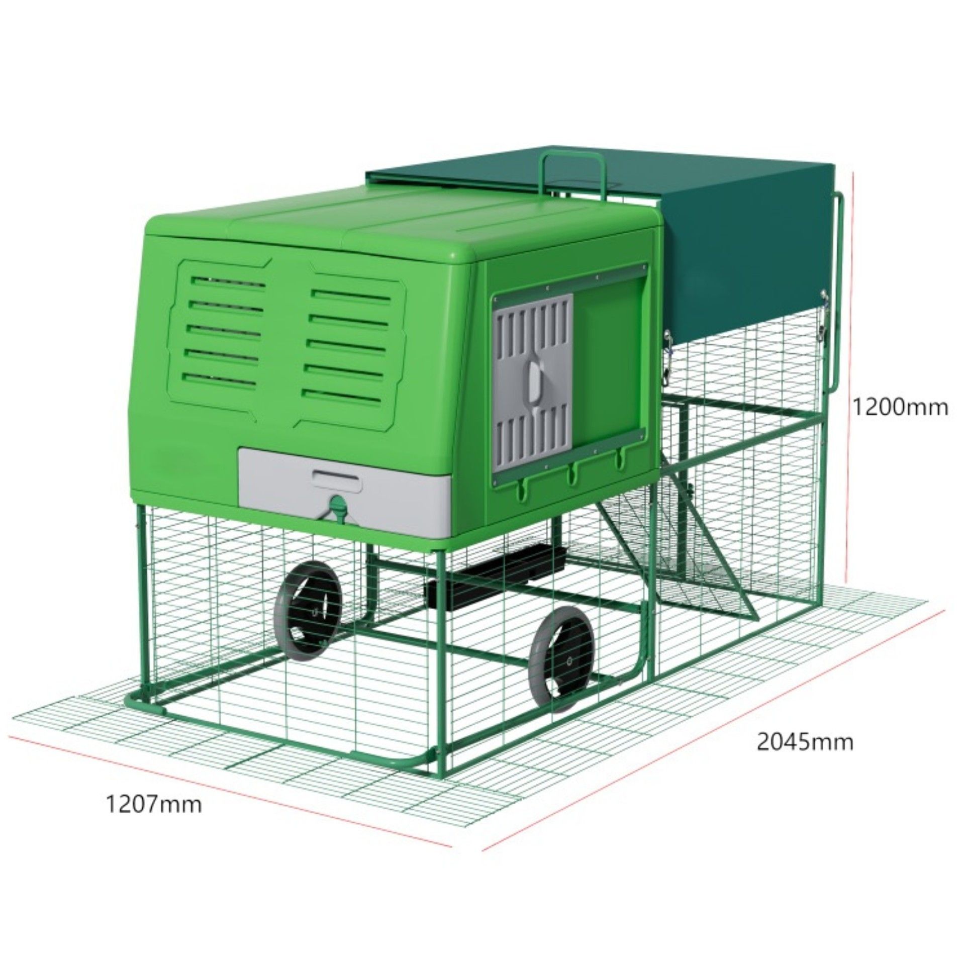 Agrarzone Mobile Chicken Coop "The Egg Chalet" made of Plastic, dimensioned drawing