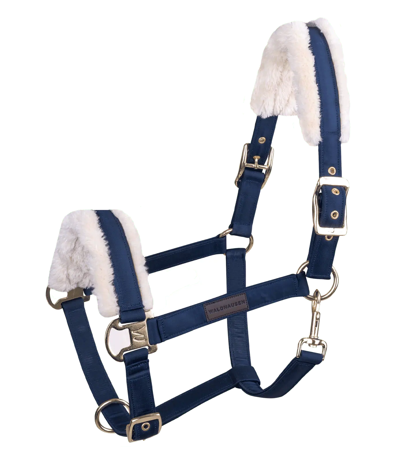 Waldhausen Halfter Exclusive mit Satin-Überzug & Kunstfellpolster, nachtblau/beige Full