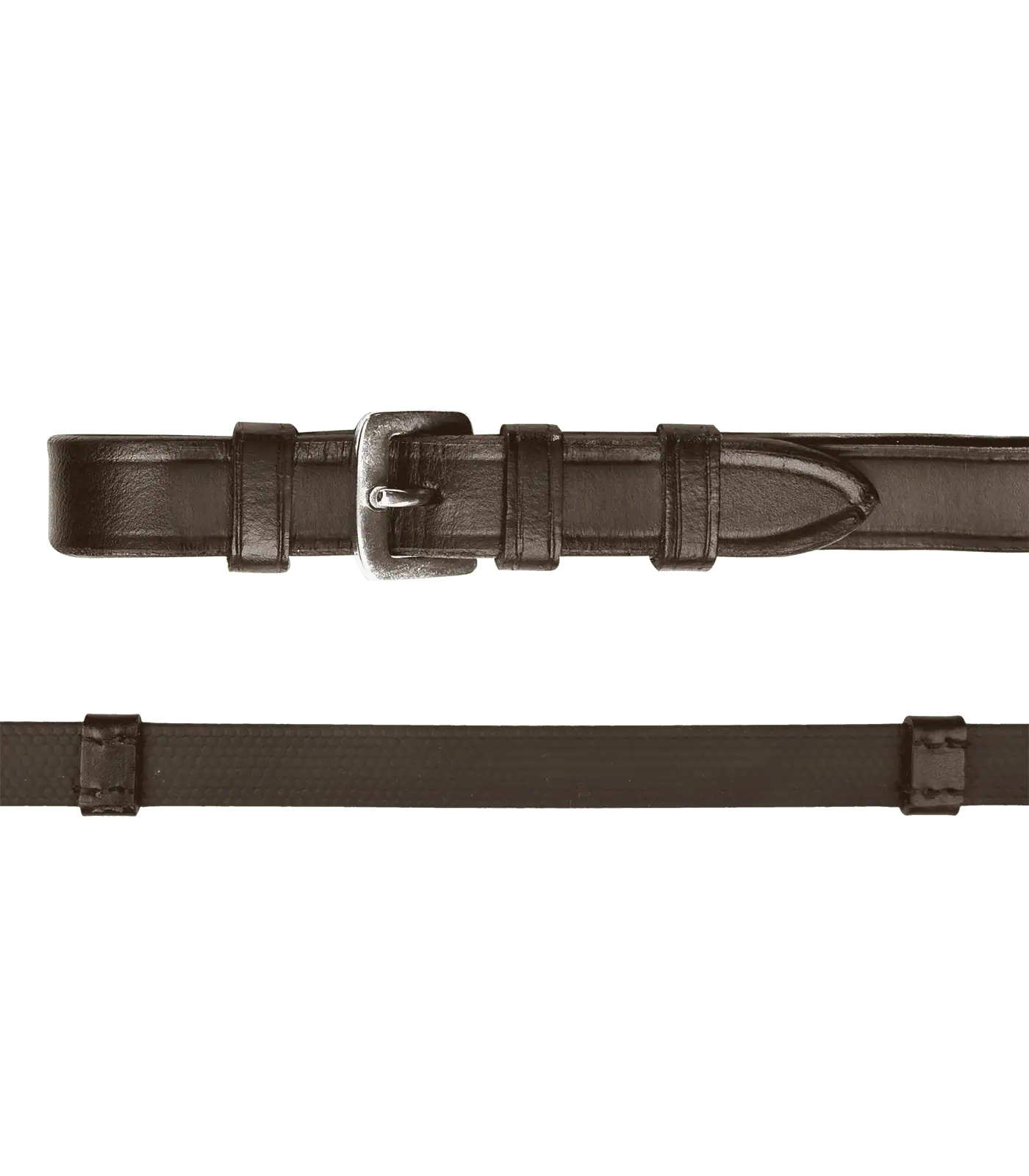 Waldhausen Gummizügel mit Stegen, 16 mm Breite, mit Martingalstoppern, braun Warmblut