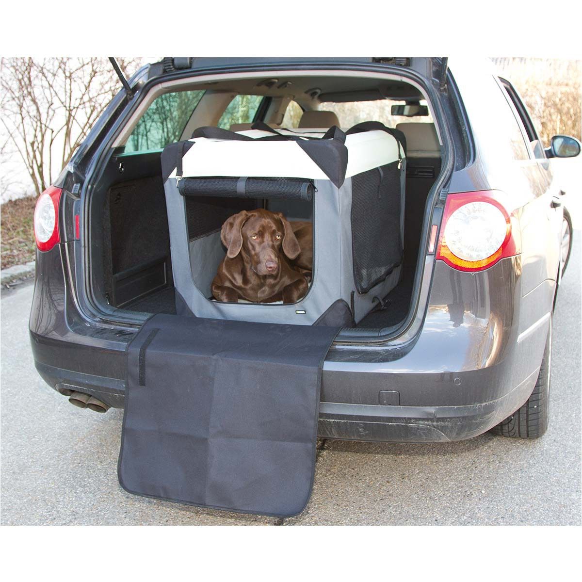Kerbl Faltbare Hundetransportbox JOURNEY, Aluminiumrahmen, grau/beige, 81 cm