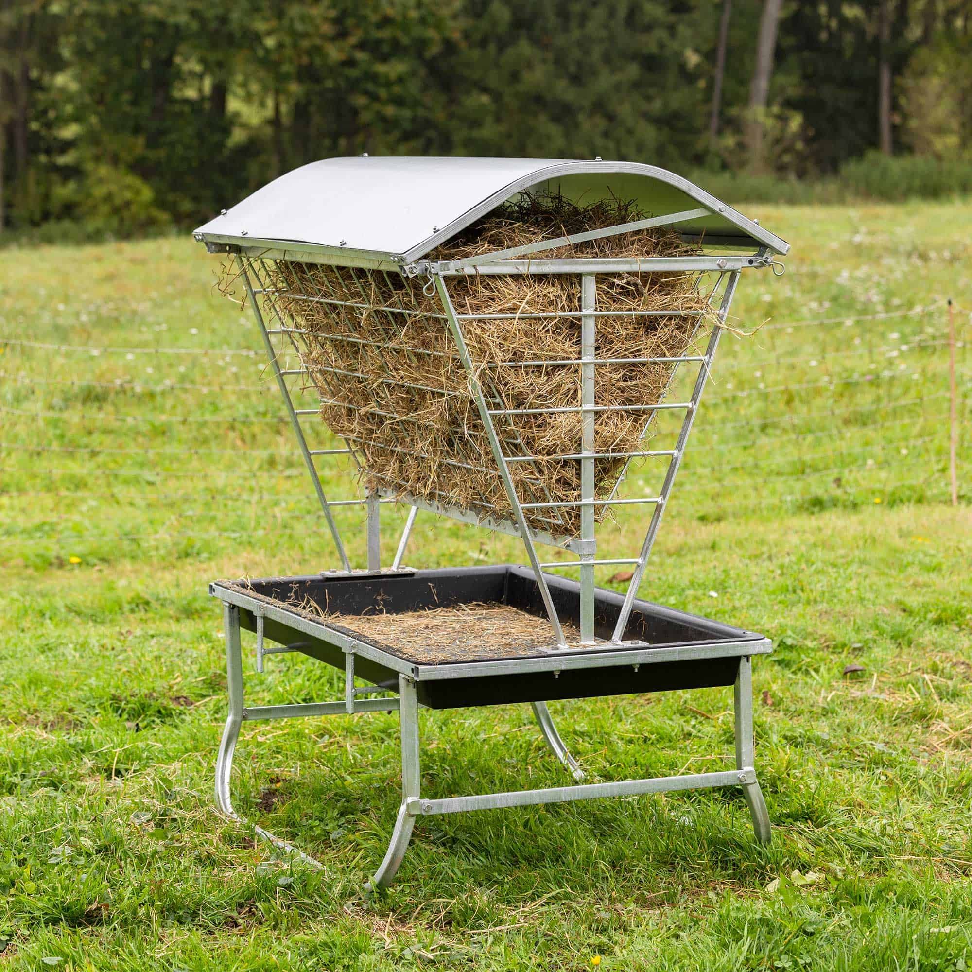 Heu-Fütterer, Metallrahmen, Dach aus Metall, Outdoor-Farm, Heu-Vorrat