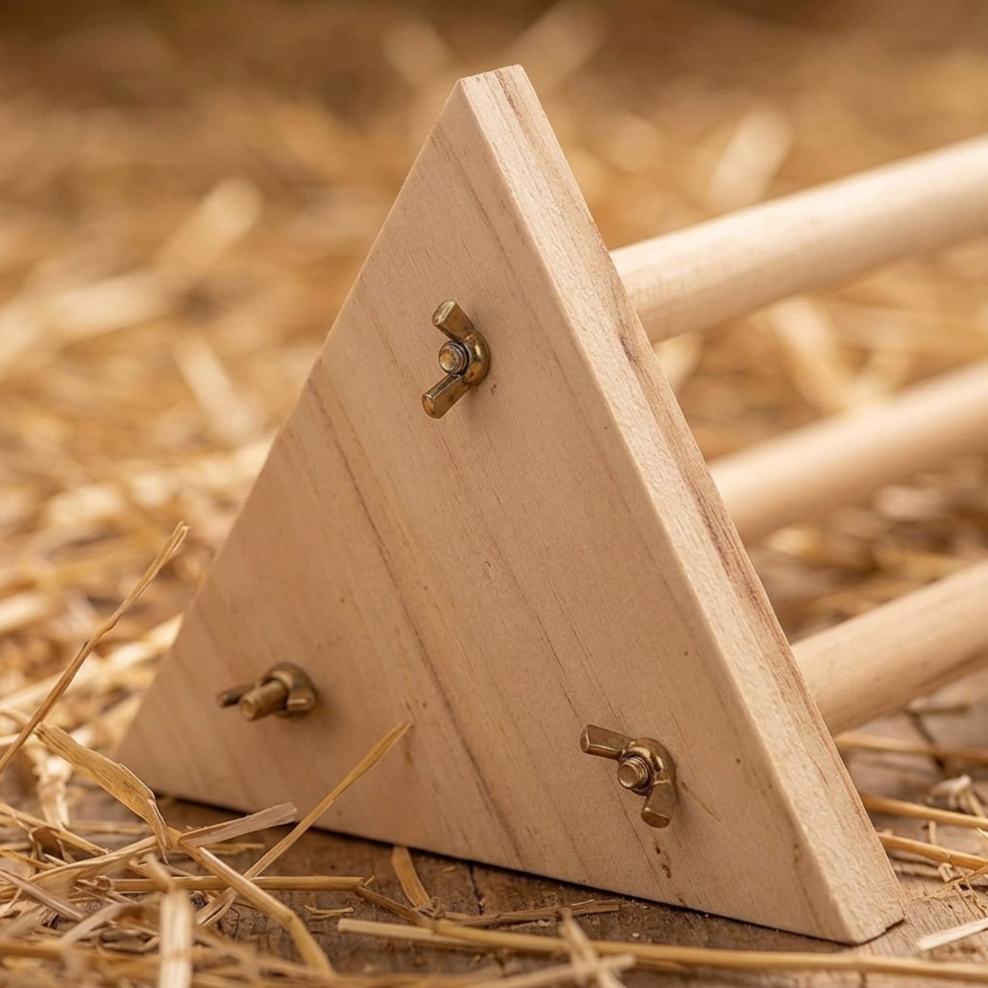 wooden triangular board, wooden joint, staple nut bolts, woodworking, rural workshop