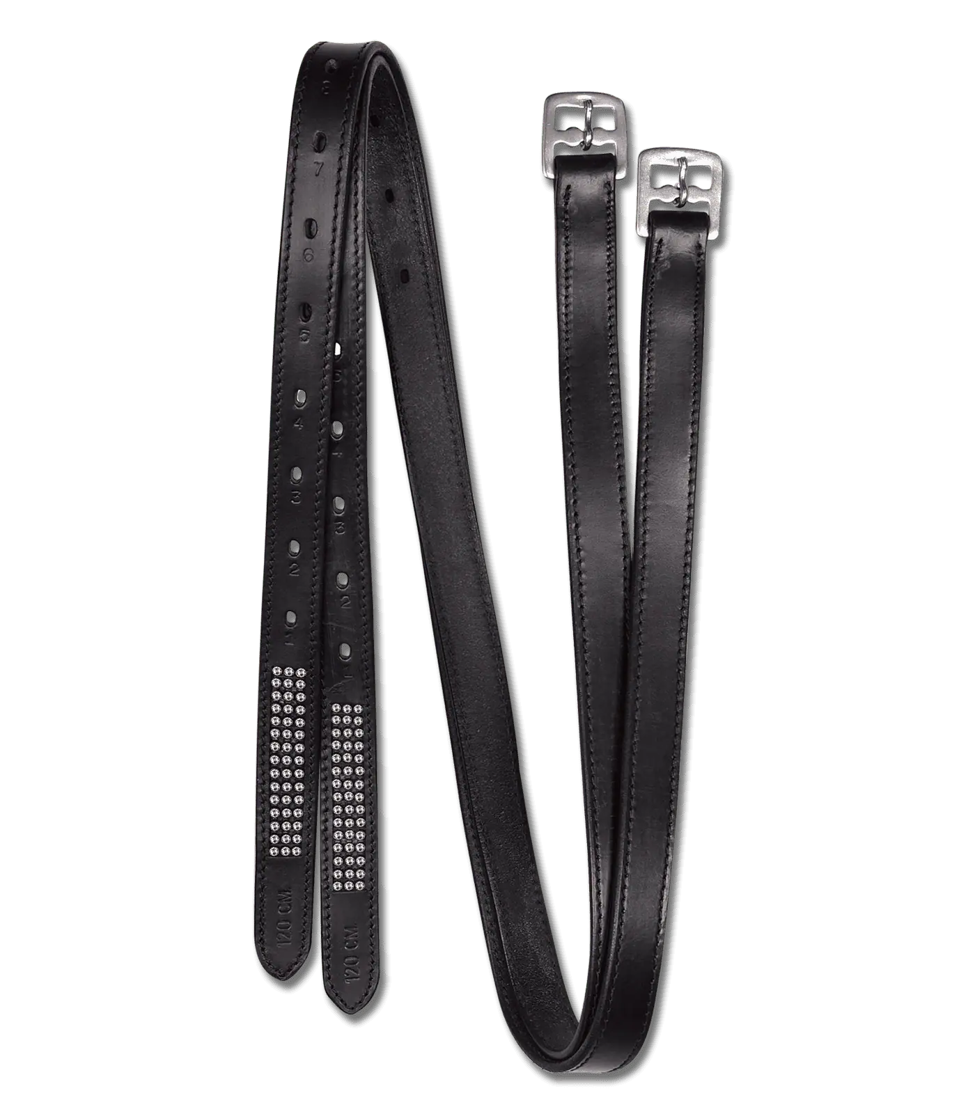 STAR Steigbügelriemen Silverstar mit Strasssteinen, Leder, Paar, 130 cm