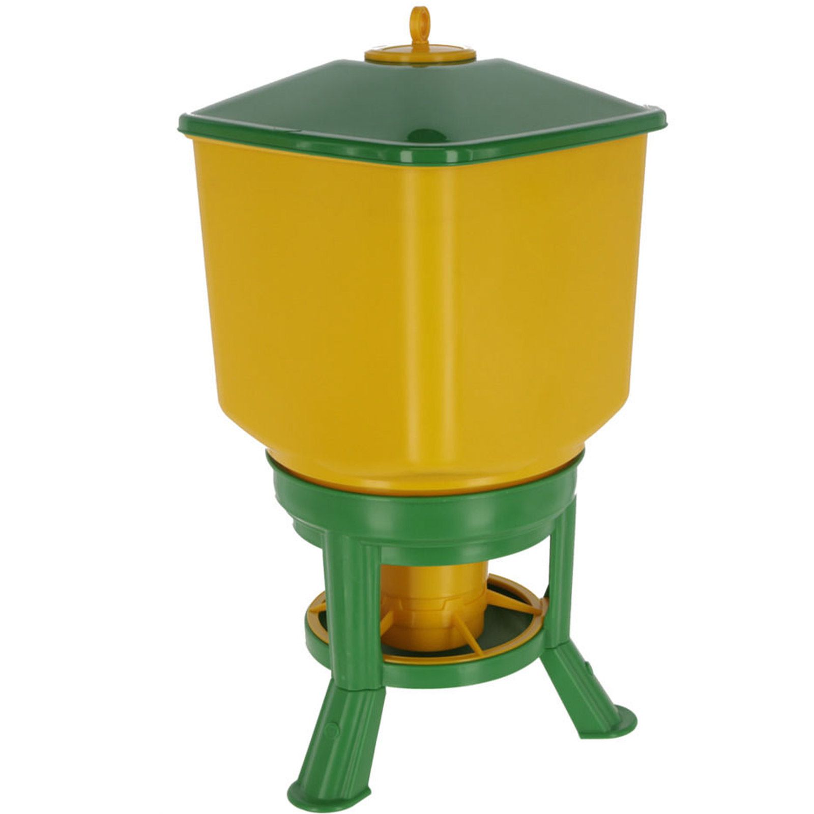 Kerbl Automata etető állvánnyal baromfinak sárga-zöld, 50 l