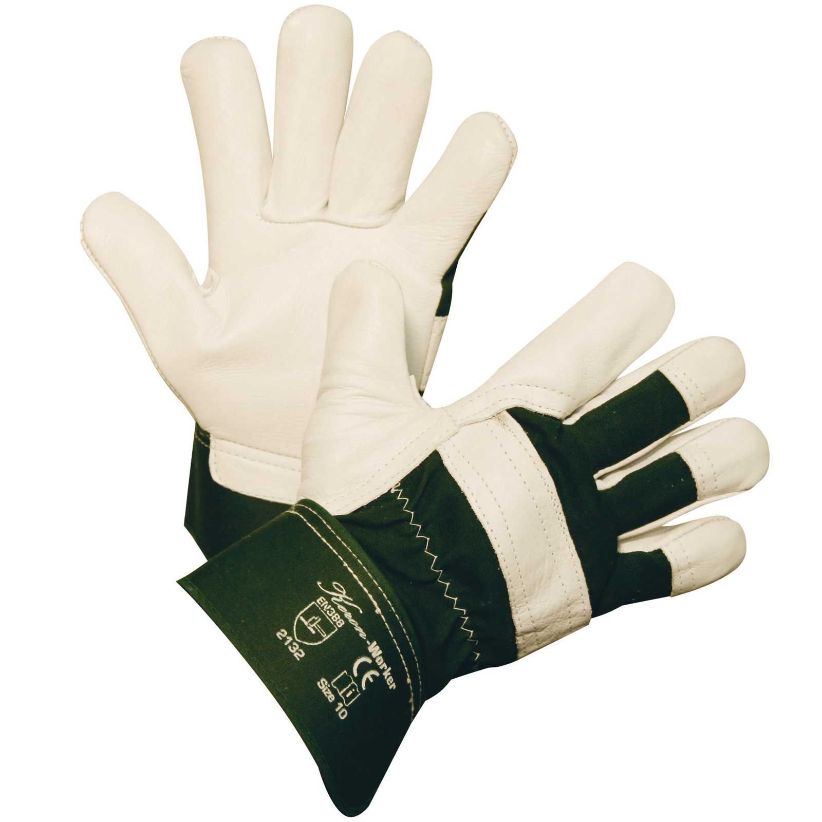 Keron Gant en cuir plein de vachette Worker, gant de travail, taille 11