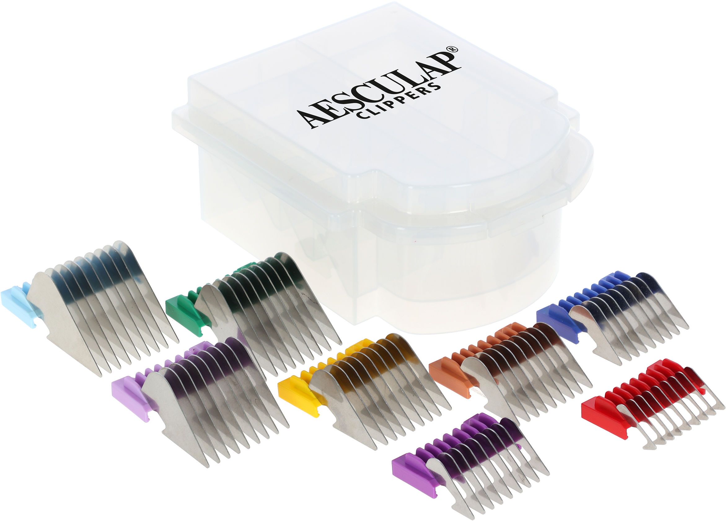 Friseurwerkzeug, ausdünnungskämme, bunte clips, Aufbewahrungsbox, Clipset