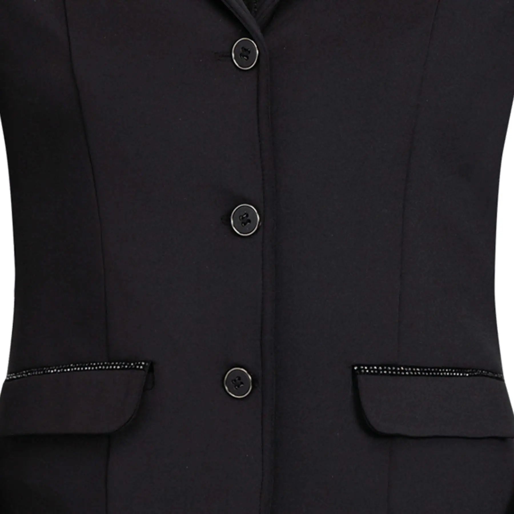 ELT Veste de compétition Lina pour femmes, coupe cintrée avec strass, Noir, M